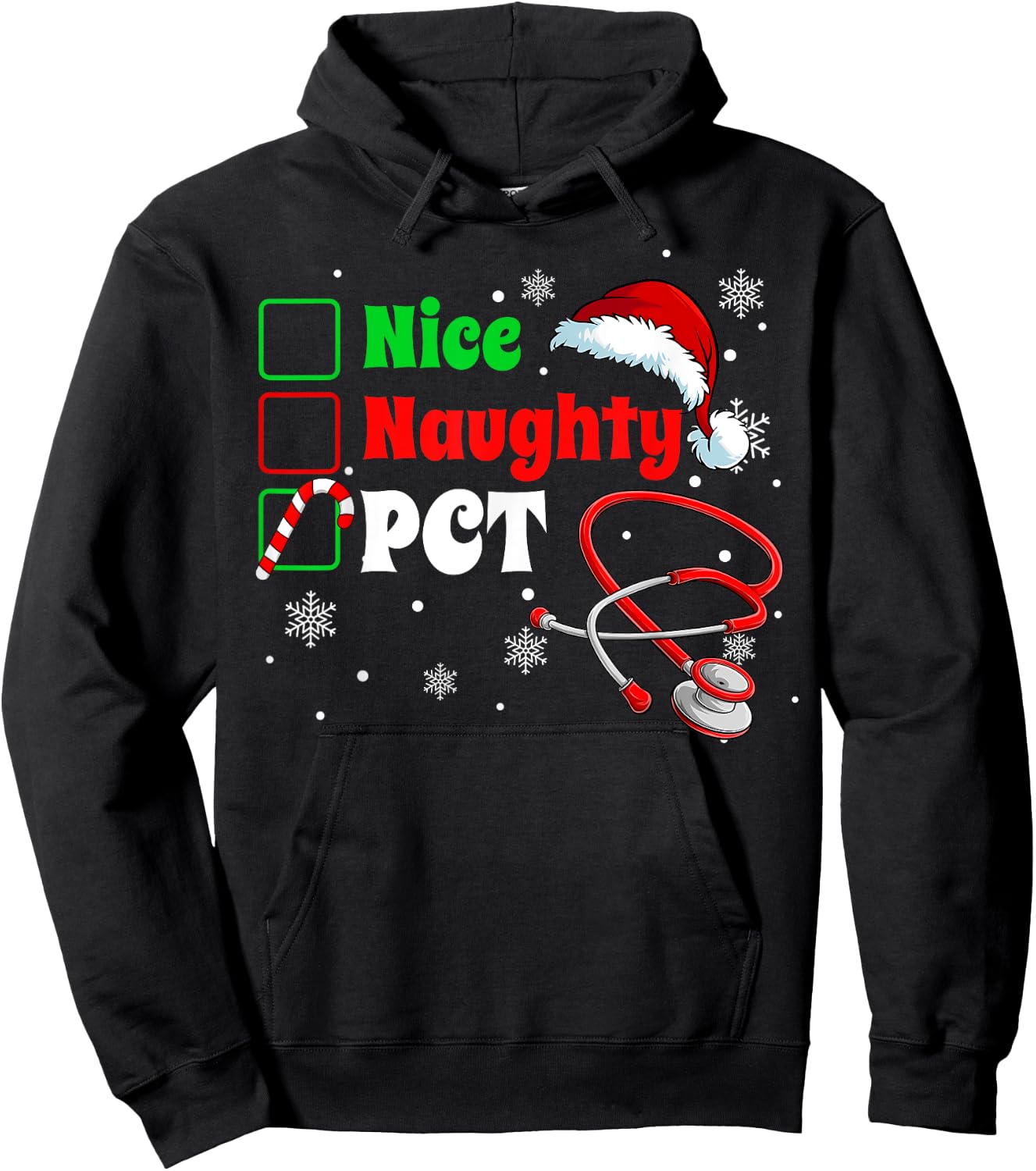 Scrub Top Men Women Xmas Hoodie - Hoodie | Black