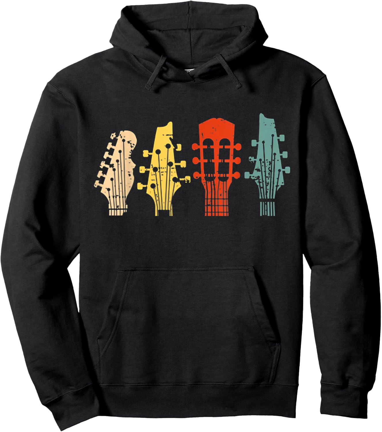Vintage Guitar Gift Women Music Band Guitarist Stuff Hoodie - Hoodie | Black