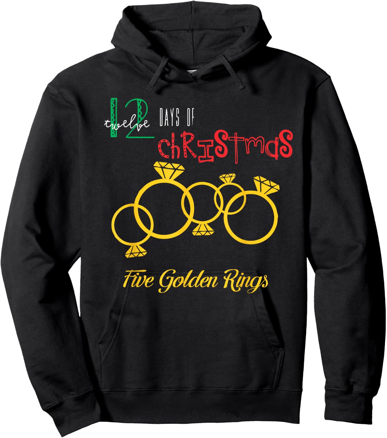 Five Golden Rings Popular Holidays Gift Hoodie - Hoodie | Black