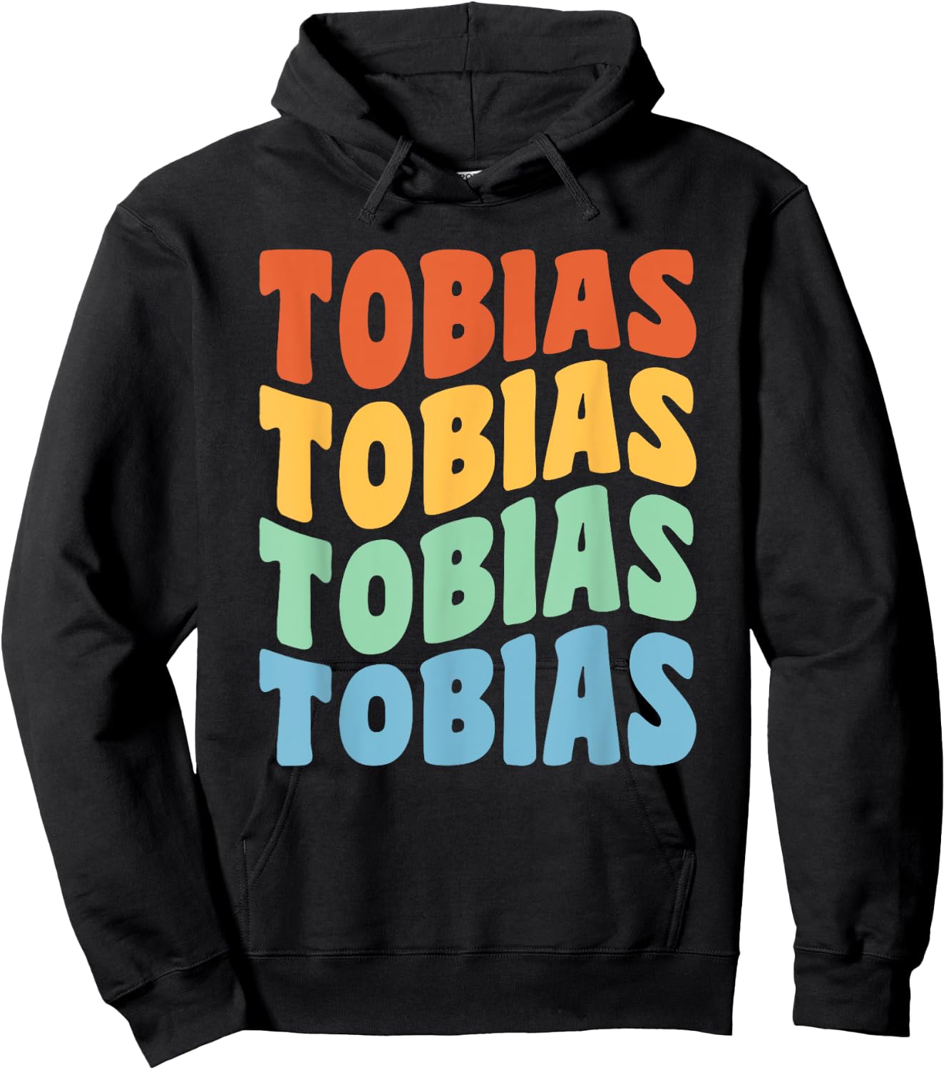 Tobias First Name Retro Groovy Personalized Hoodie - Hoodie | Black