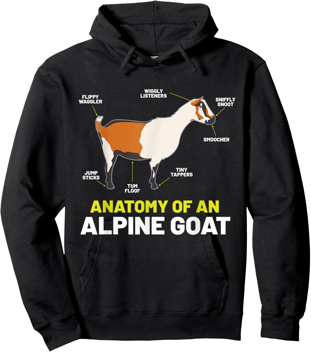 Anatomy Funny Farm Animal Humor Cute Lovers Alpine Goat Hoodie - Hoodie | Black