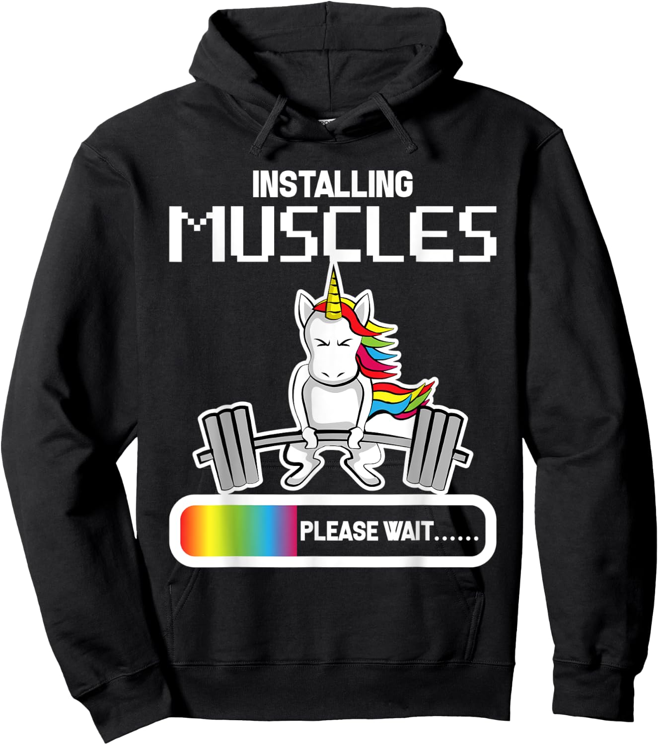 Installing Muscles - Unicorn Loading Shirt Hoodie - Hoodie | Black