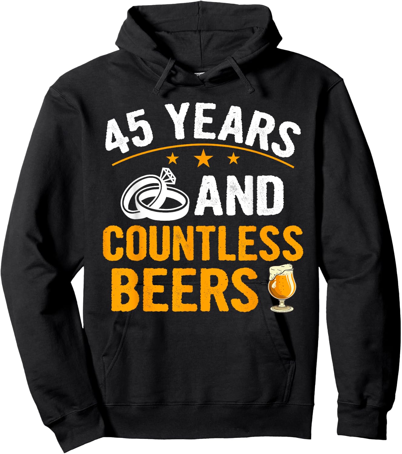 45 Years and Countless Beers Funny Couple Anniversary Gift Hoodie - Hoodie | Black