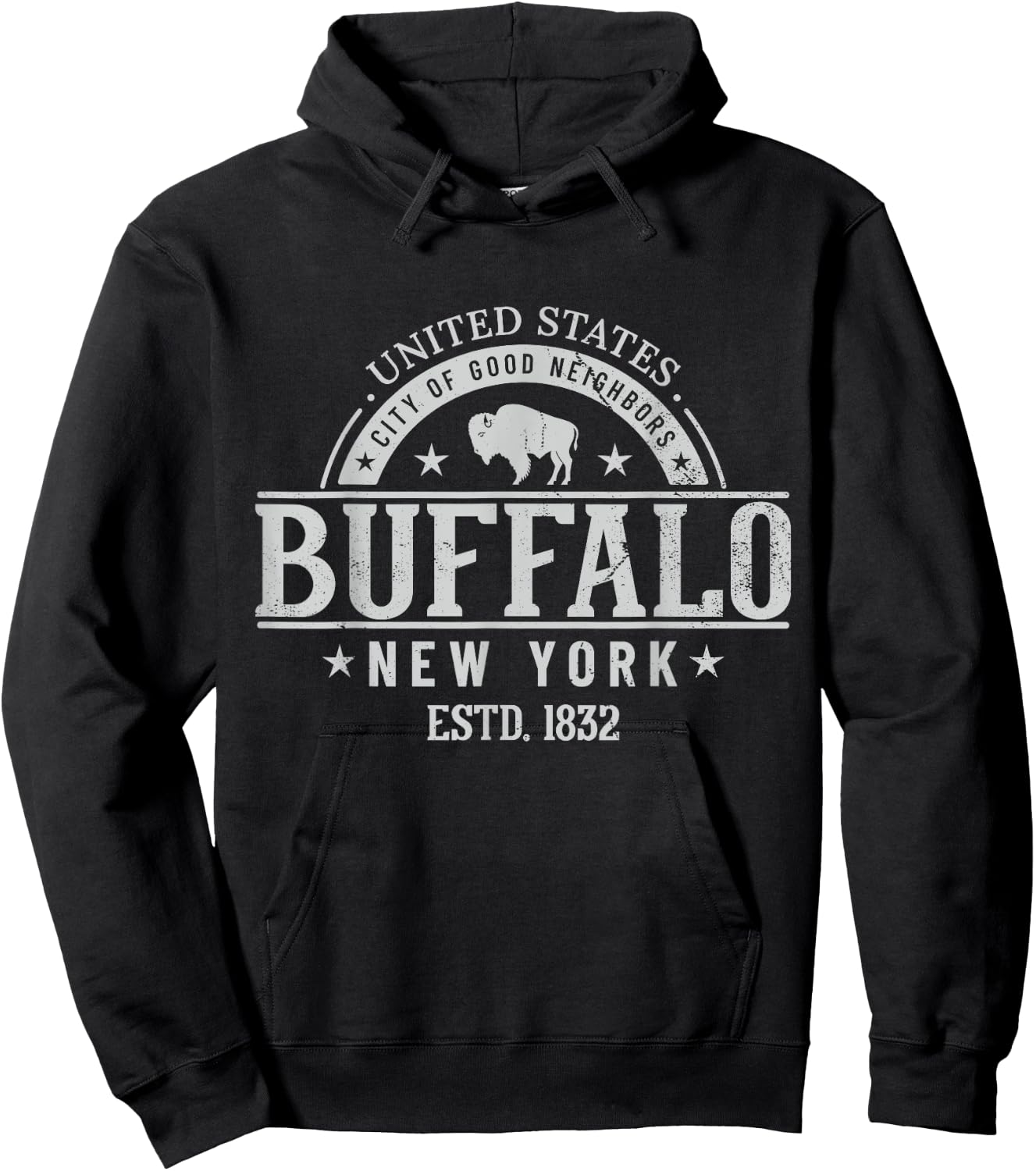 Vintage Buffalo New York The City Of Good Neighbors Est 1832 Hoodie - Hoodie | Black