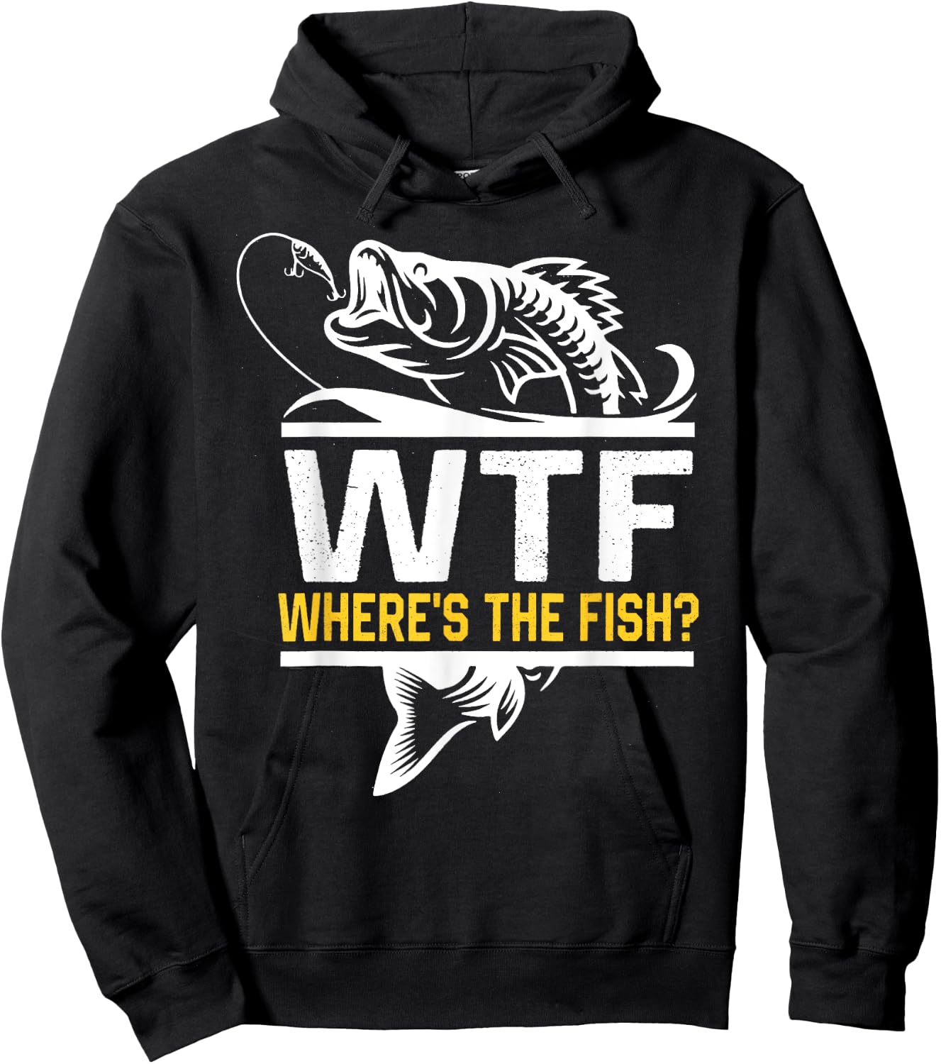 Where's The Fish WTF Men's Funny Fishing Hoodie - Hoodie | Black
