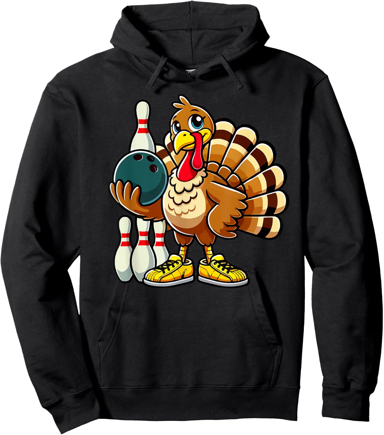 Thanksgiving Bowling Shirt Women Men Funny Turkey Bowling Hoodie - Hoodie | Black