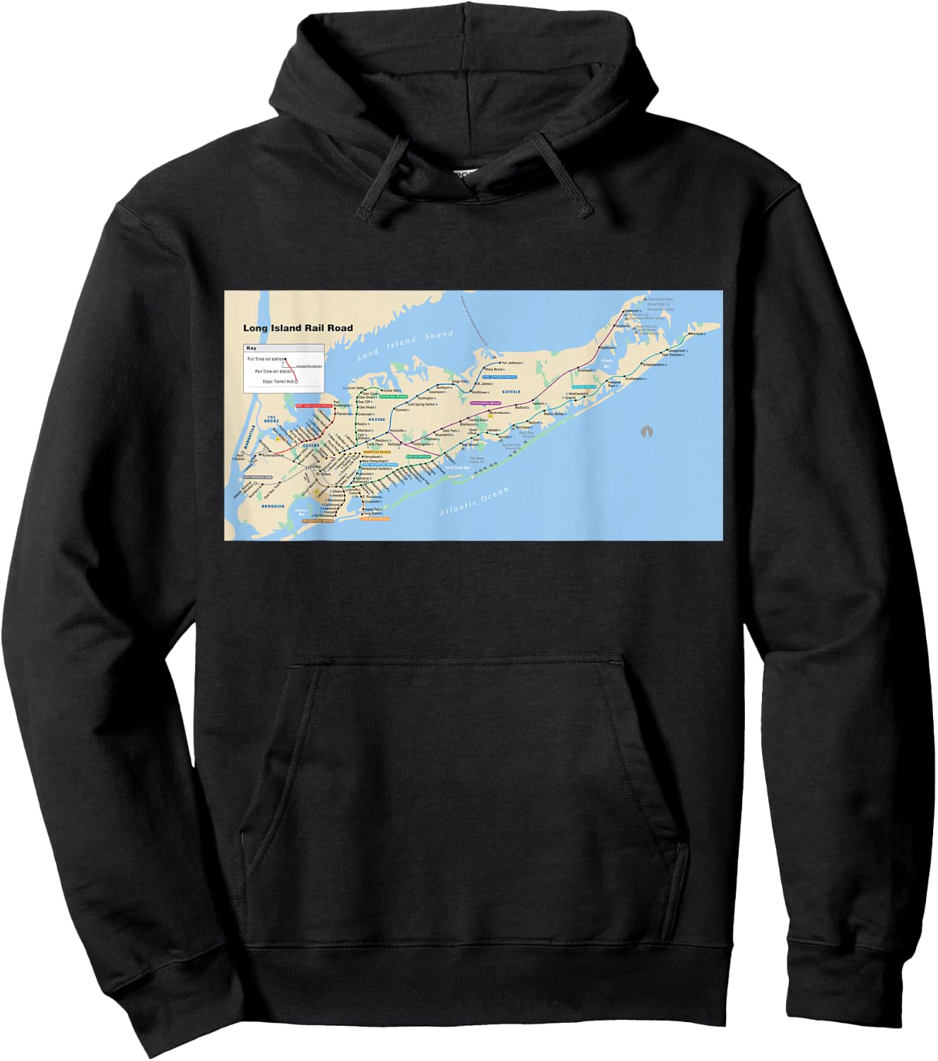 Long Island Rail Road Map - NYC - USA Hoodie - Hoodie | Black