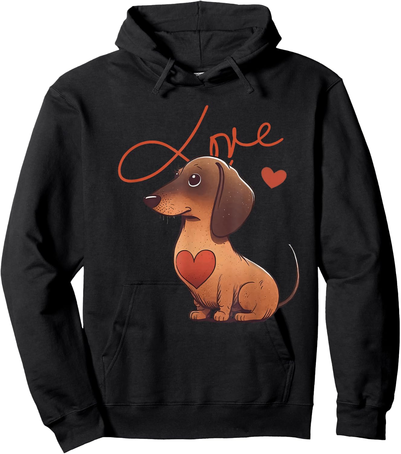Dachshund Dog with Heart Decoration, Dachshundlove , black Hoodie - Hoodie | Black