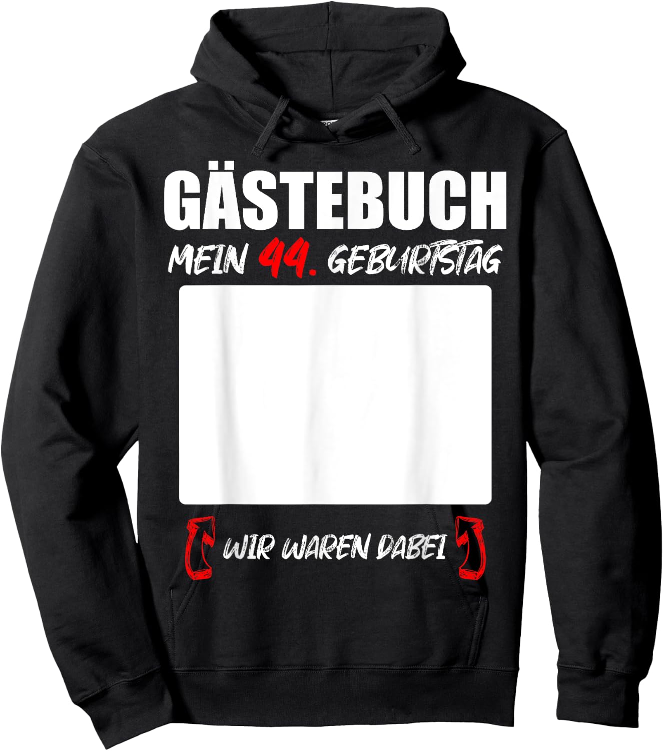Guest Book 44th Birthday Signatures Party , black Hoodie - Hoodie | Black