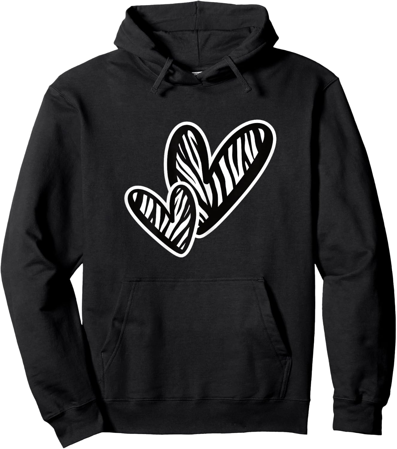 Cute Zebra Pattern Heart Love Women Girls Hoodie - Hoodie | Black