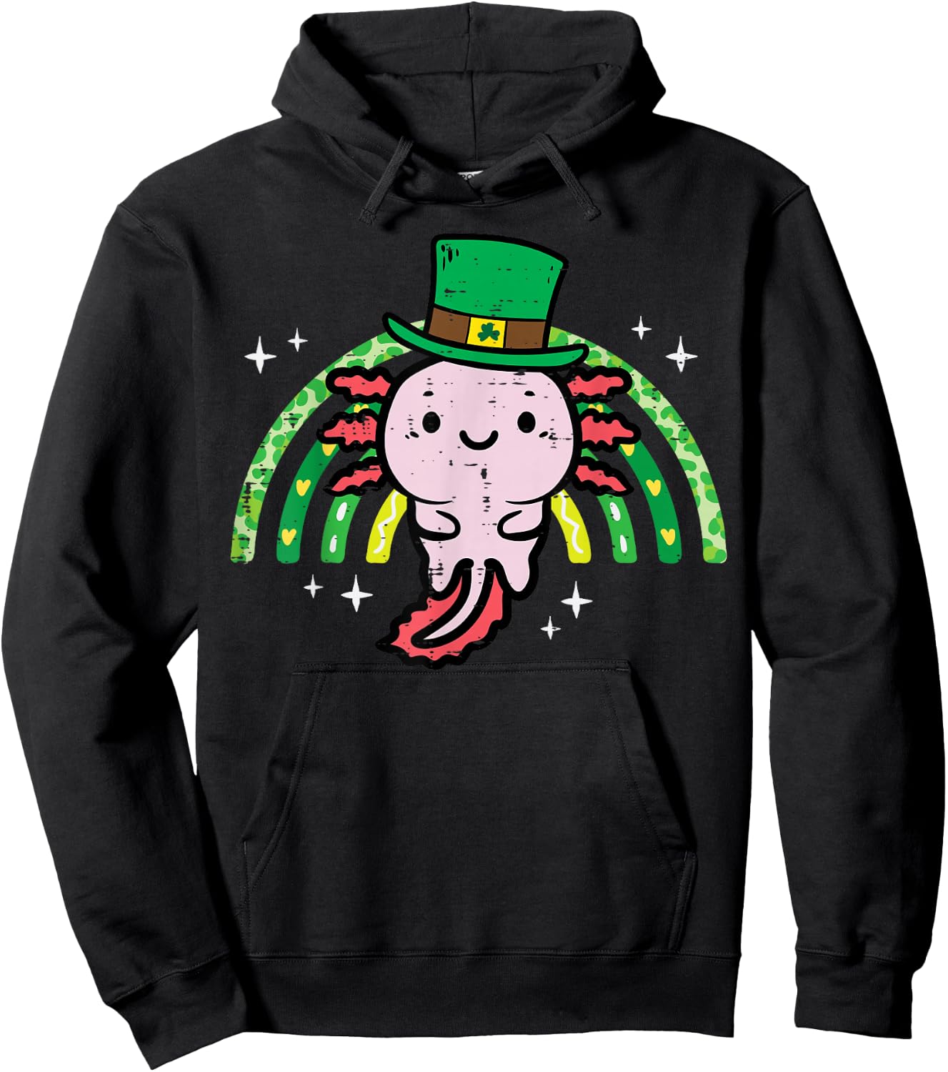 St Patricks Day Axolotl Saint Pattys Paddys Women Kids Men Hoodie - Hoodie | Black