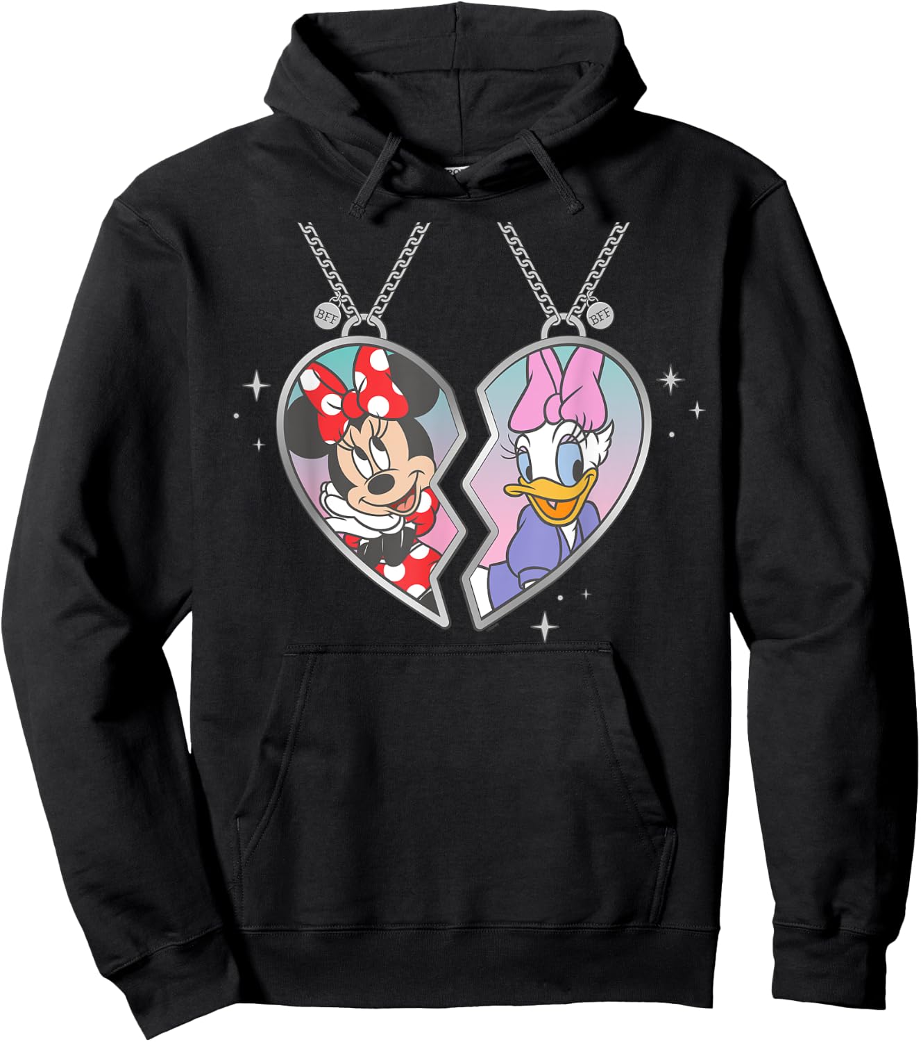 Disney Minnie and Daisy Best Friends Matching Heart Necklace Hoodie - Hoodie | Black