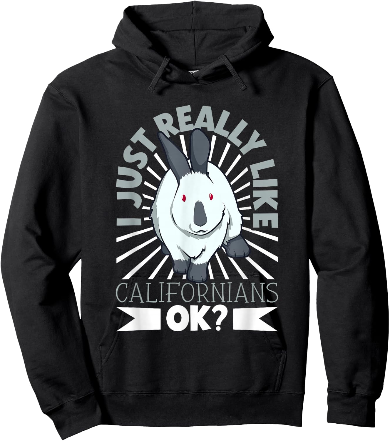 Rabbit Motif - California Rabbit Hoodie - Hoodie | Black