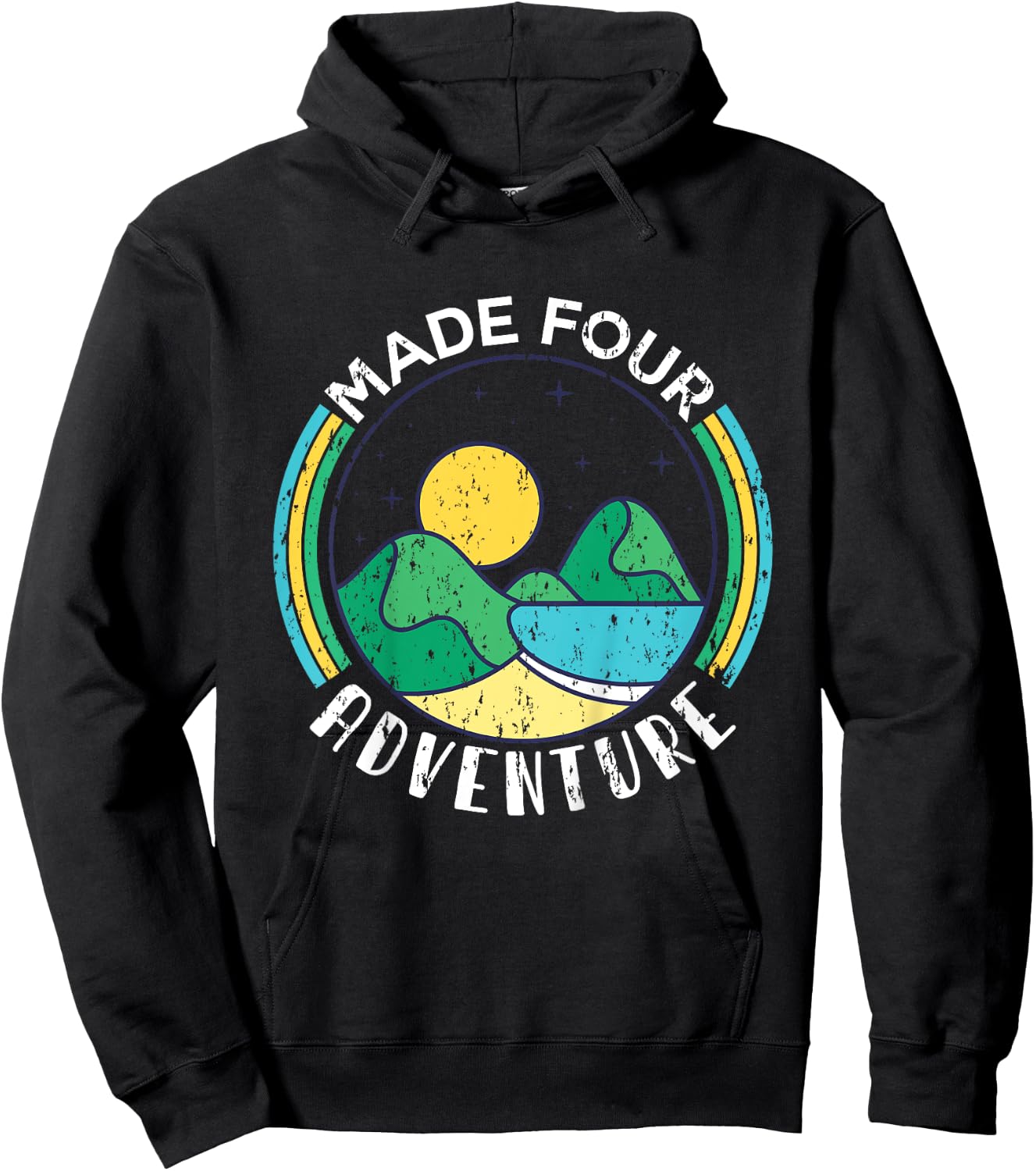Made four adventure 4th Birthday Party camping Theme Hoodie - Hoodie | Black