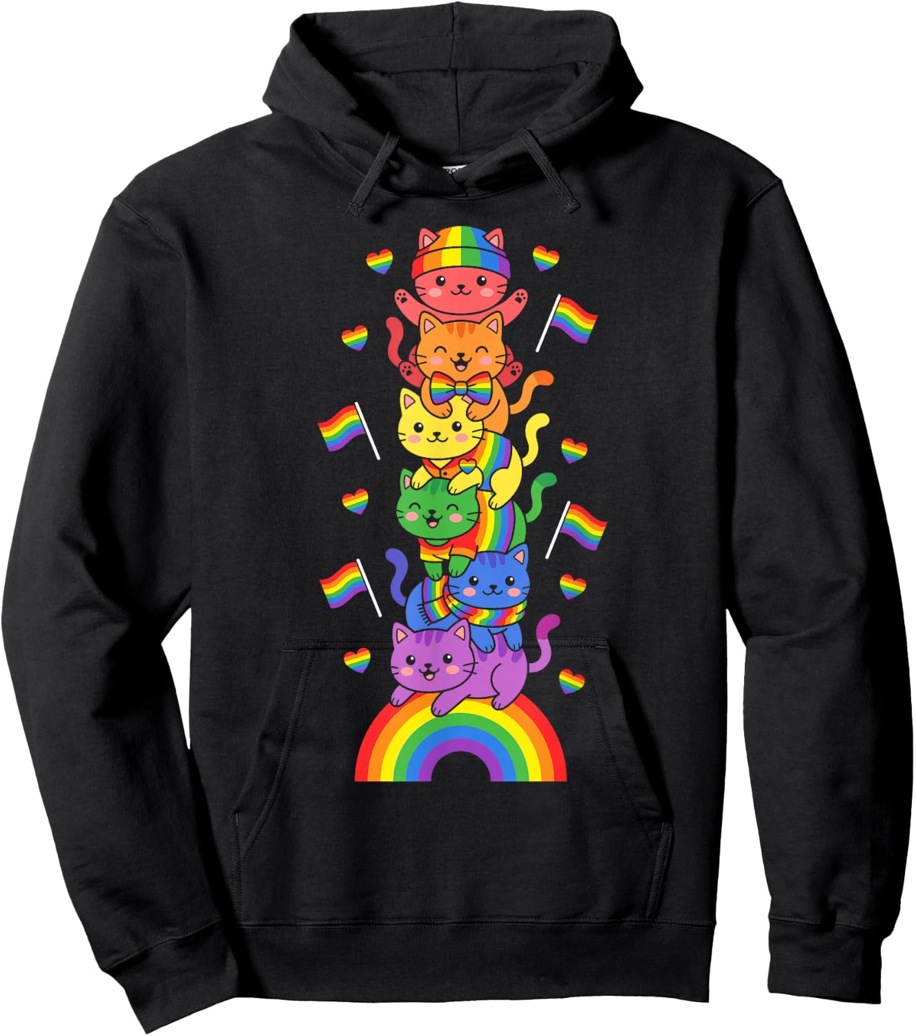 Lustige LGBT Katze Regenbogen Lesben Gay Pride Frauen Männer Hoodie - Hoodie | Black
