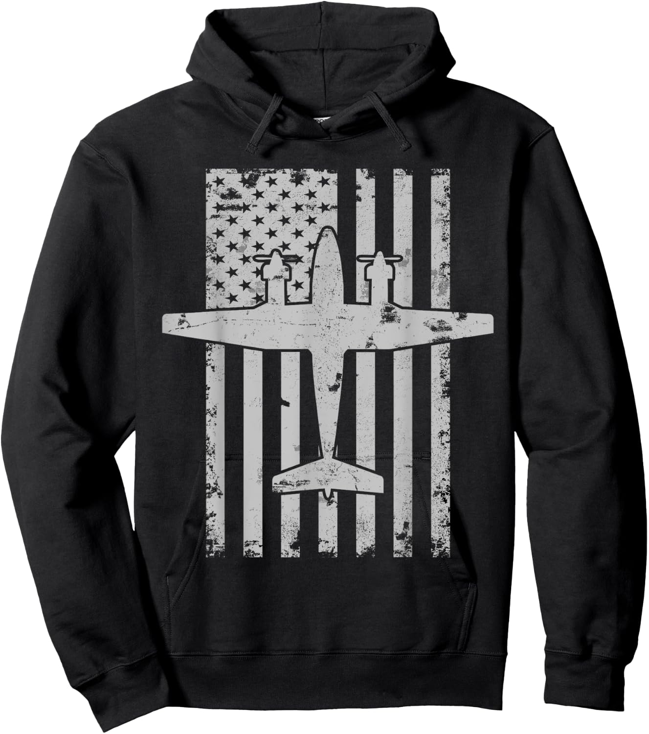 King Air B200 Twin-Engine Airplane Patriotic Pilot Hoodie - Hoodie | Black