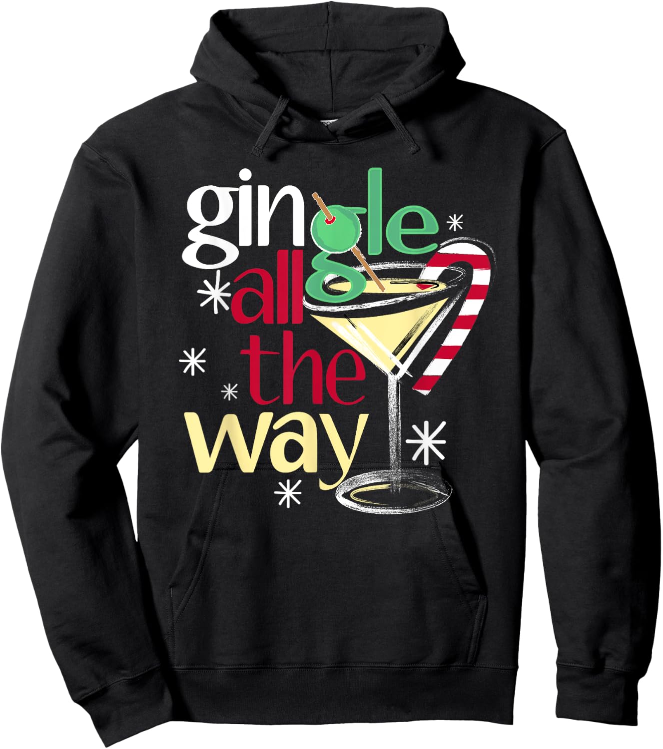 Gingle All The Way Christmas Gin Martini Hoodie - Hoodie | Black