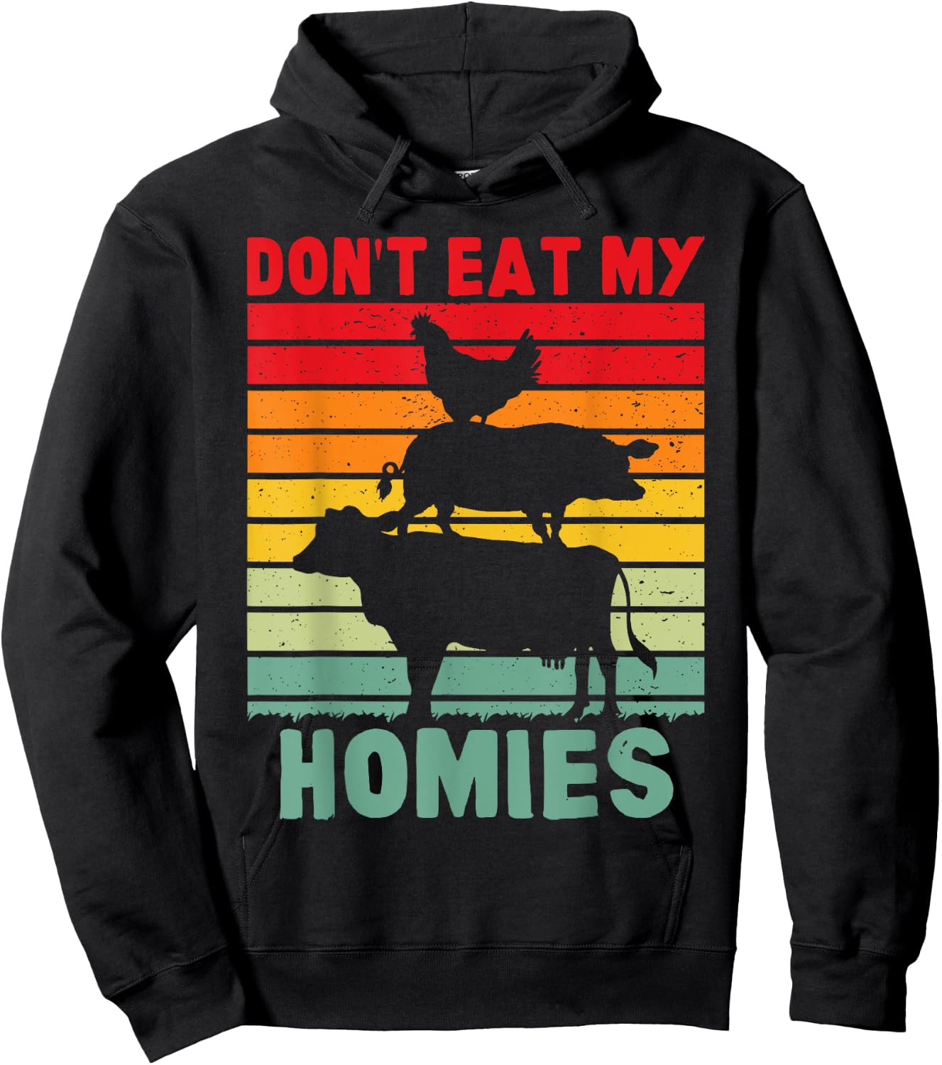 Vegan Anti Meat Farm Animals Vintage Cooking Men & Hoodie - Hoodie | Black