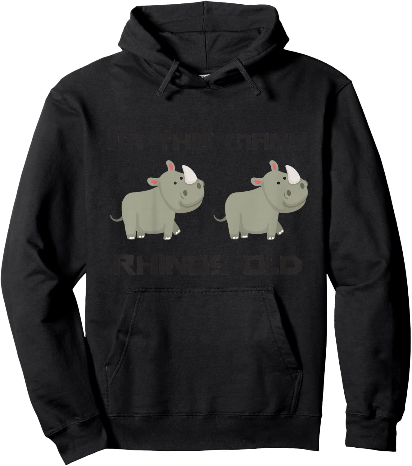 Kids I'm This Many Rhinos Old - Rhino 2nd Birthday 2 Years Old Hoodie - Hoodie | Black
