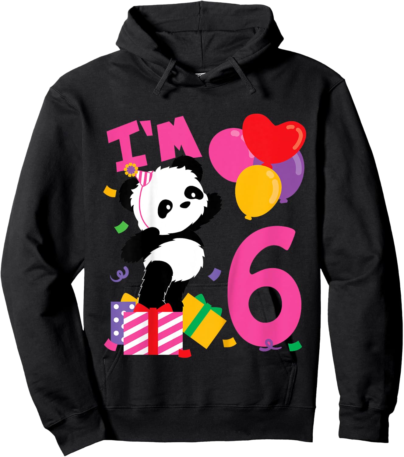 Kids 6 Years Old Girls Birthday Panda Hoodie - Hoodie | Black