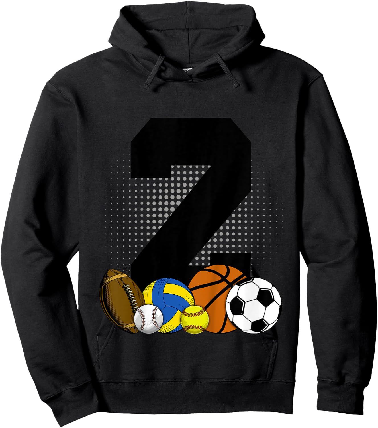 Kids 2nd Birthday Sport Ball Kids Boys 2 years Old Birthday Hoodie - Hoodie | Black