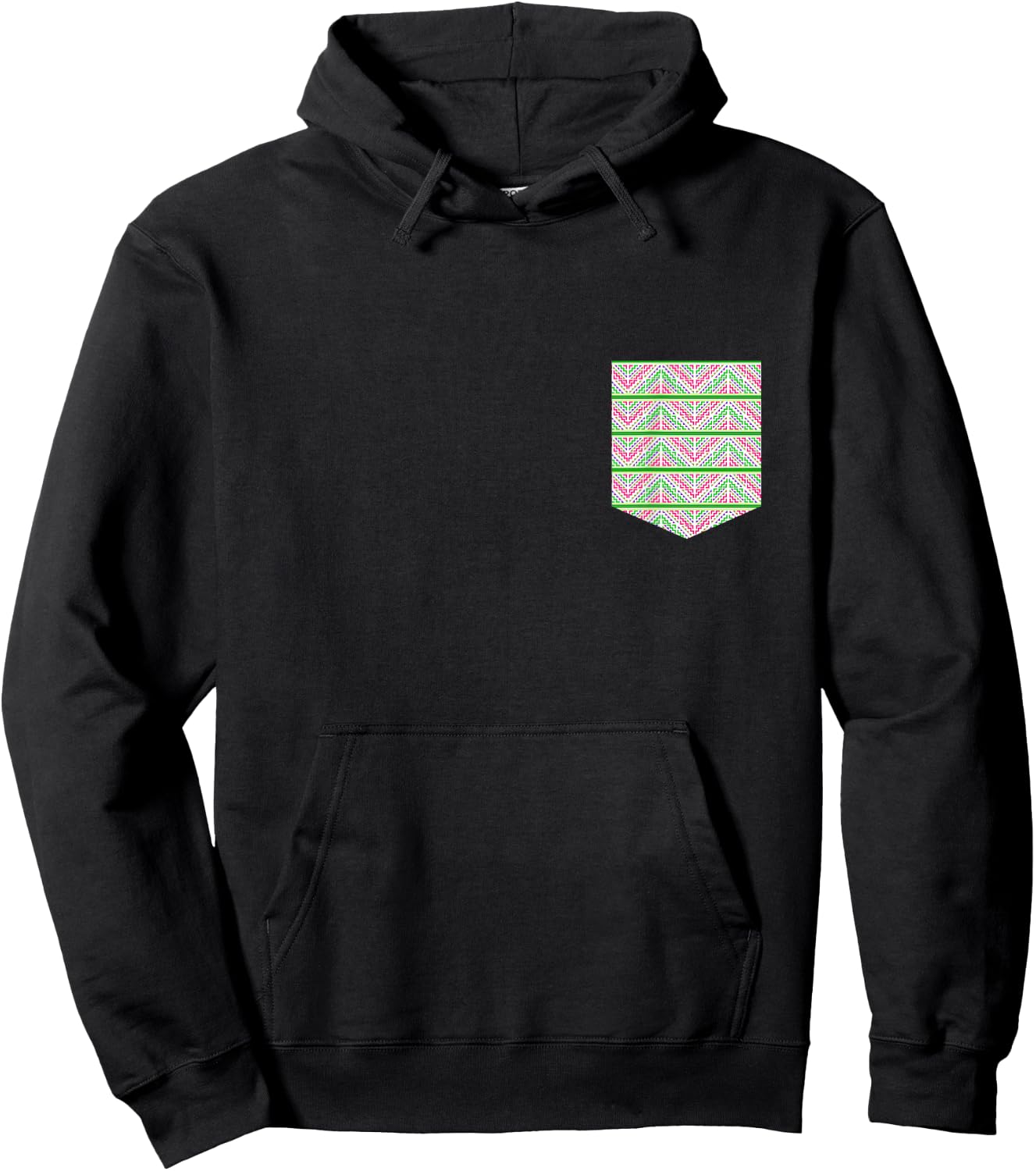 Hmong Design Pocket Graphic Hoodie - Hoodie | Black
