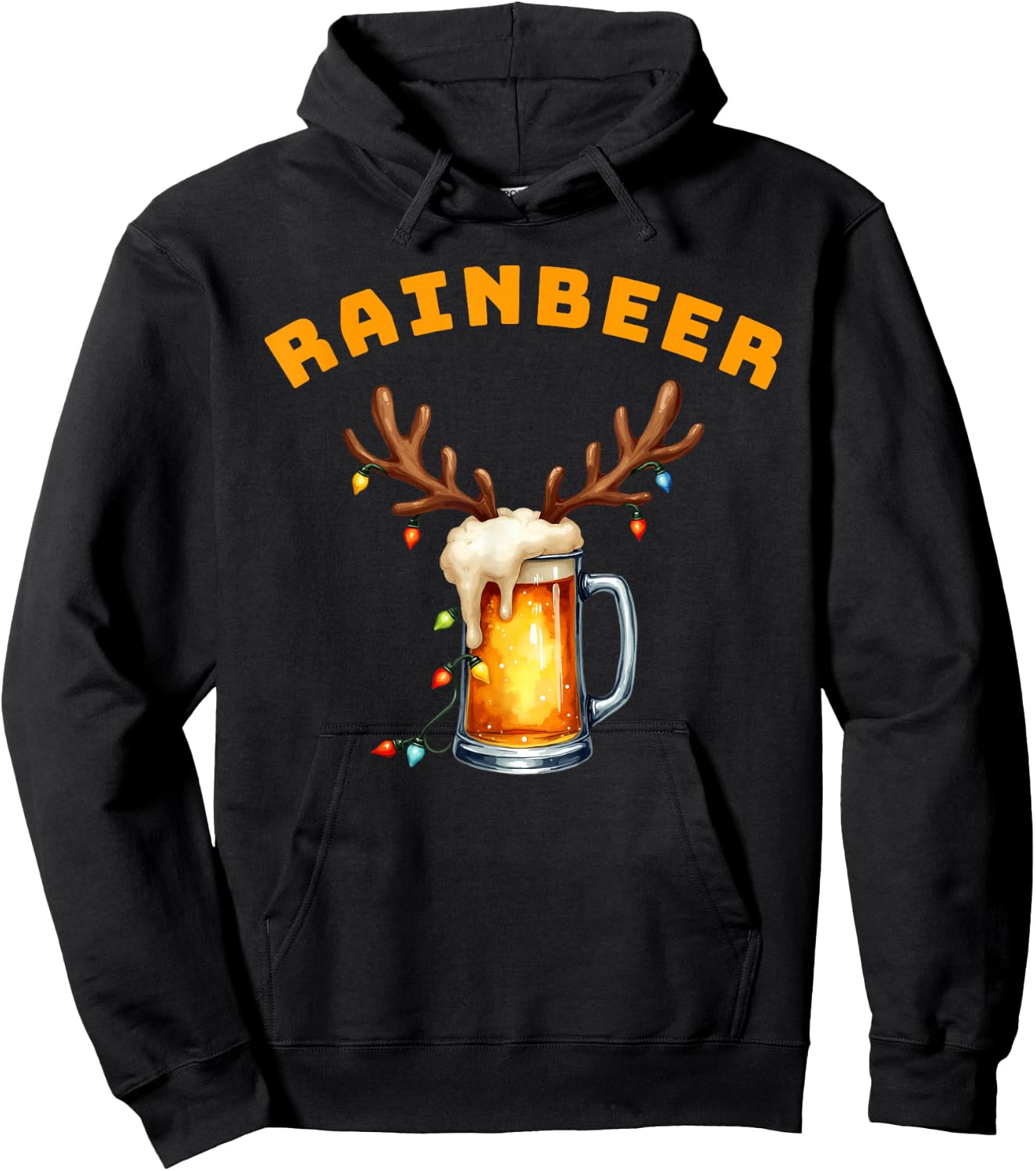 Rainbeer | Funny Christmas Reindeer Drinking Party Hoodie - Hoodie | Black