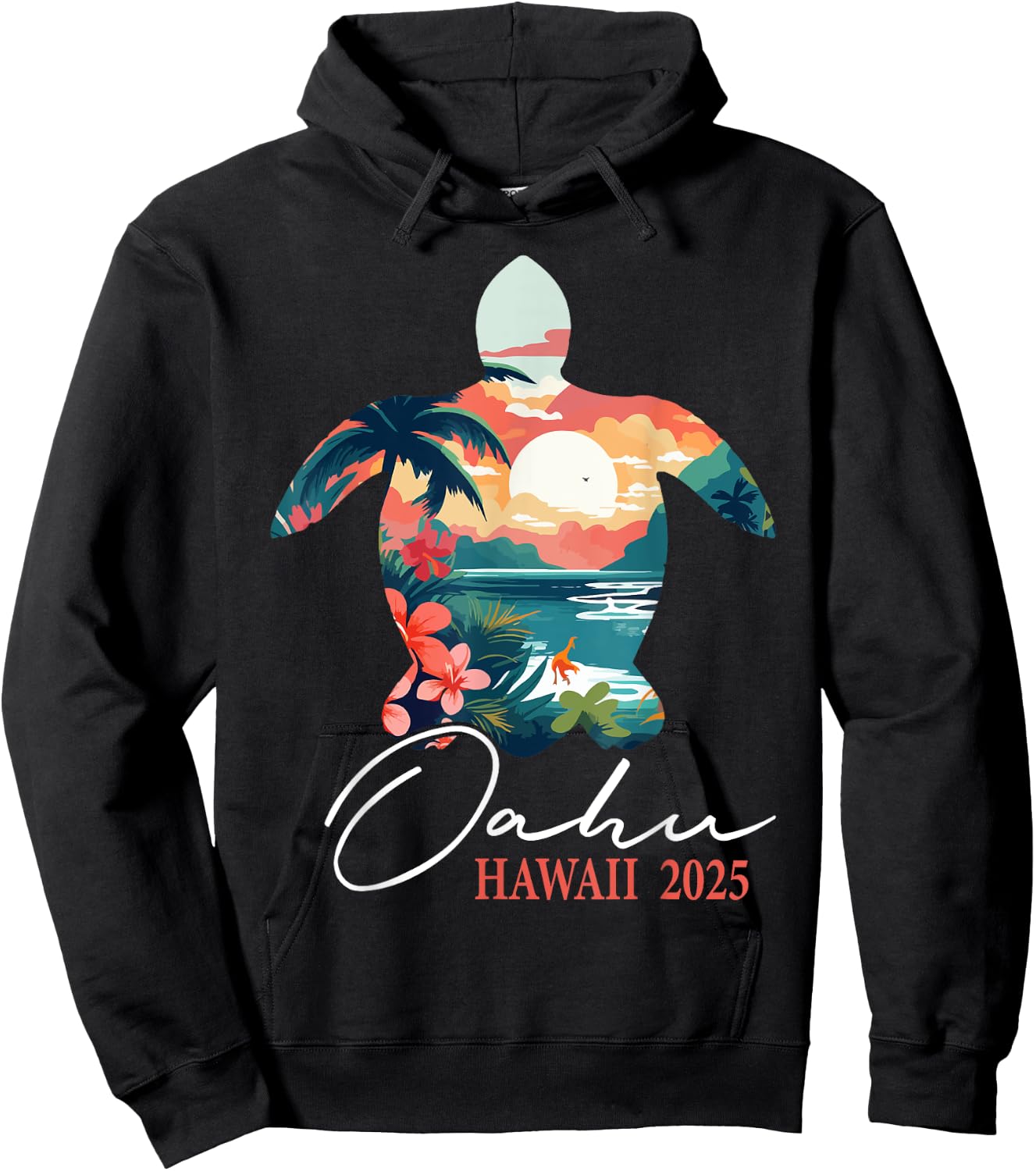 Oahu Hawaii 2025 Turtle Paradise Family Summer Vacation Hoodie - Hoodie | Black