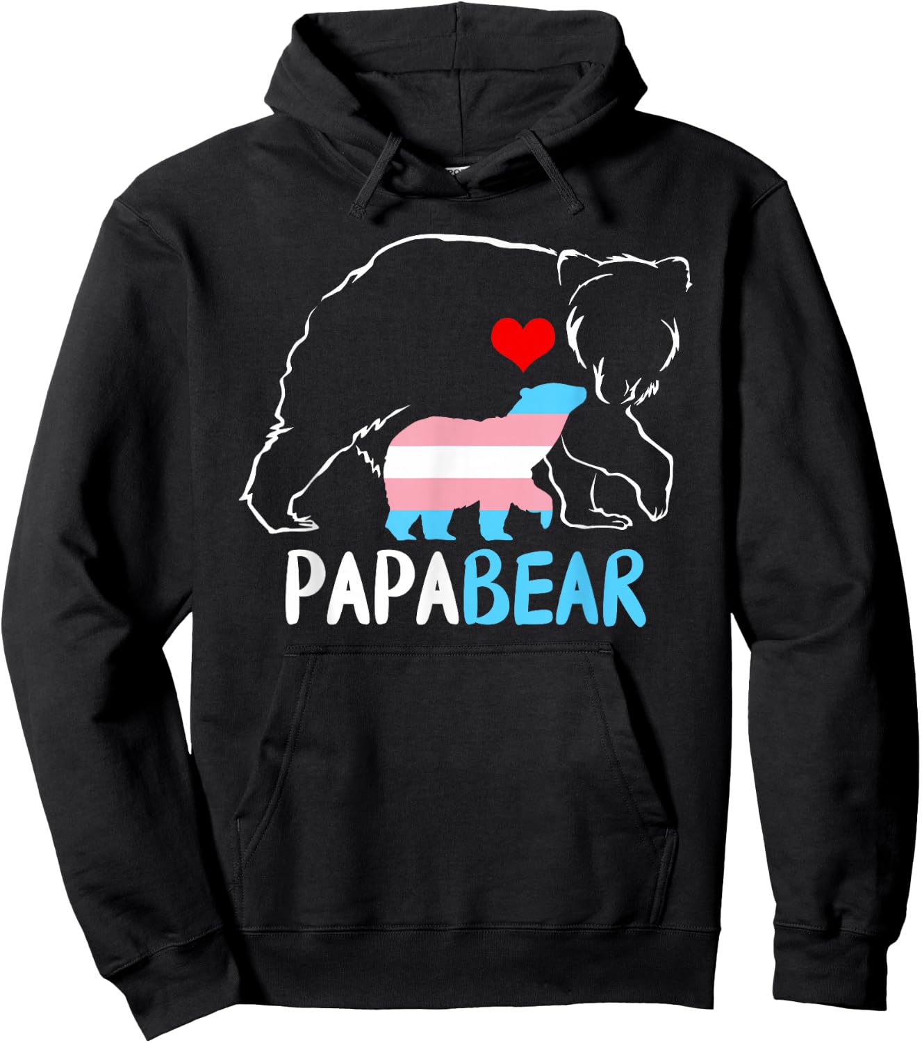 Trans Papa Bear Proud Dad Rainbow Transgender Father's Day Hoodie - Hoodie | Black