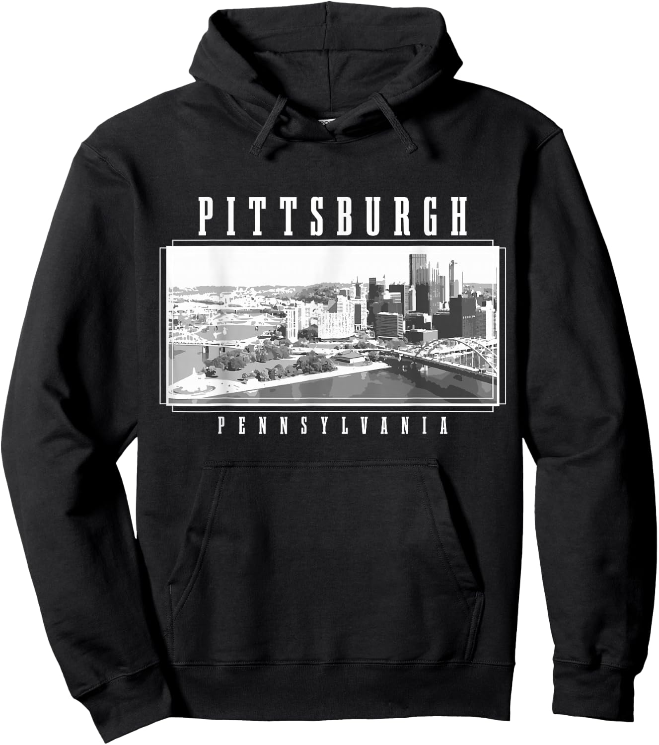Pittsburgh Pennsylvania Vintage Skyline USA America Souvenir Hoodie - Hoodie | Black