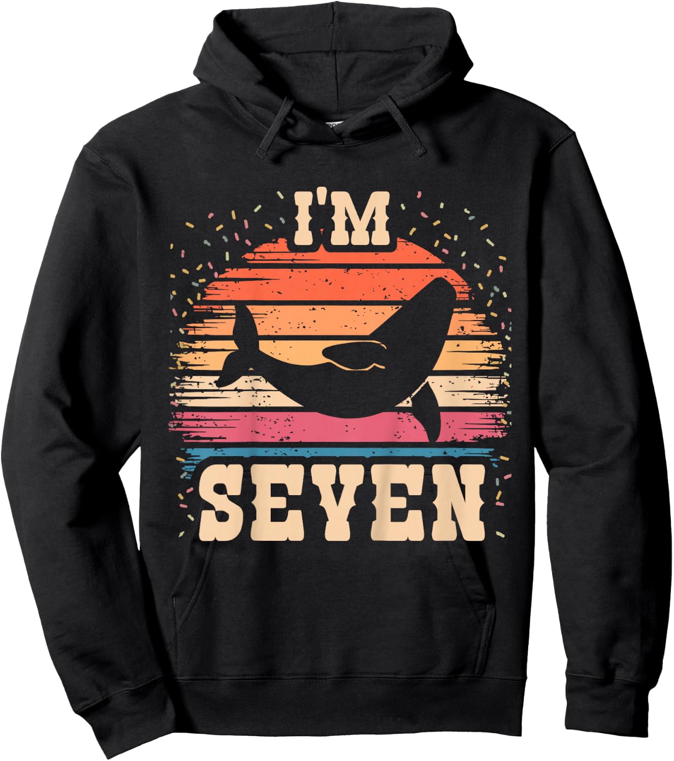 Whale 7 Year Old Birthday Boy Girl 7th Whale Birthday Hoodie - Hoodie | Black