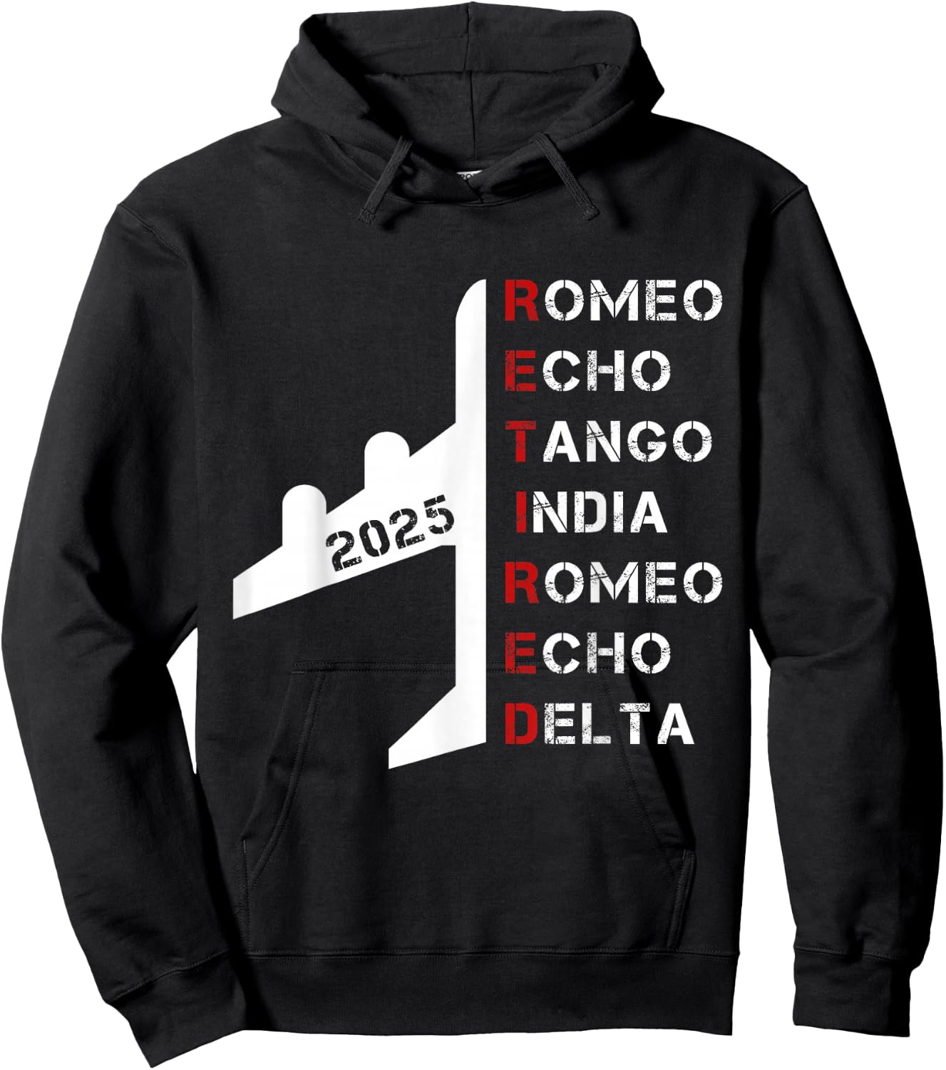 Retired Pilot 2025 Phonetic Alphabet Retirement Gift Hoodie - Hoodie | Black