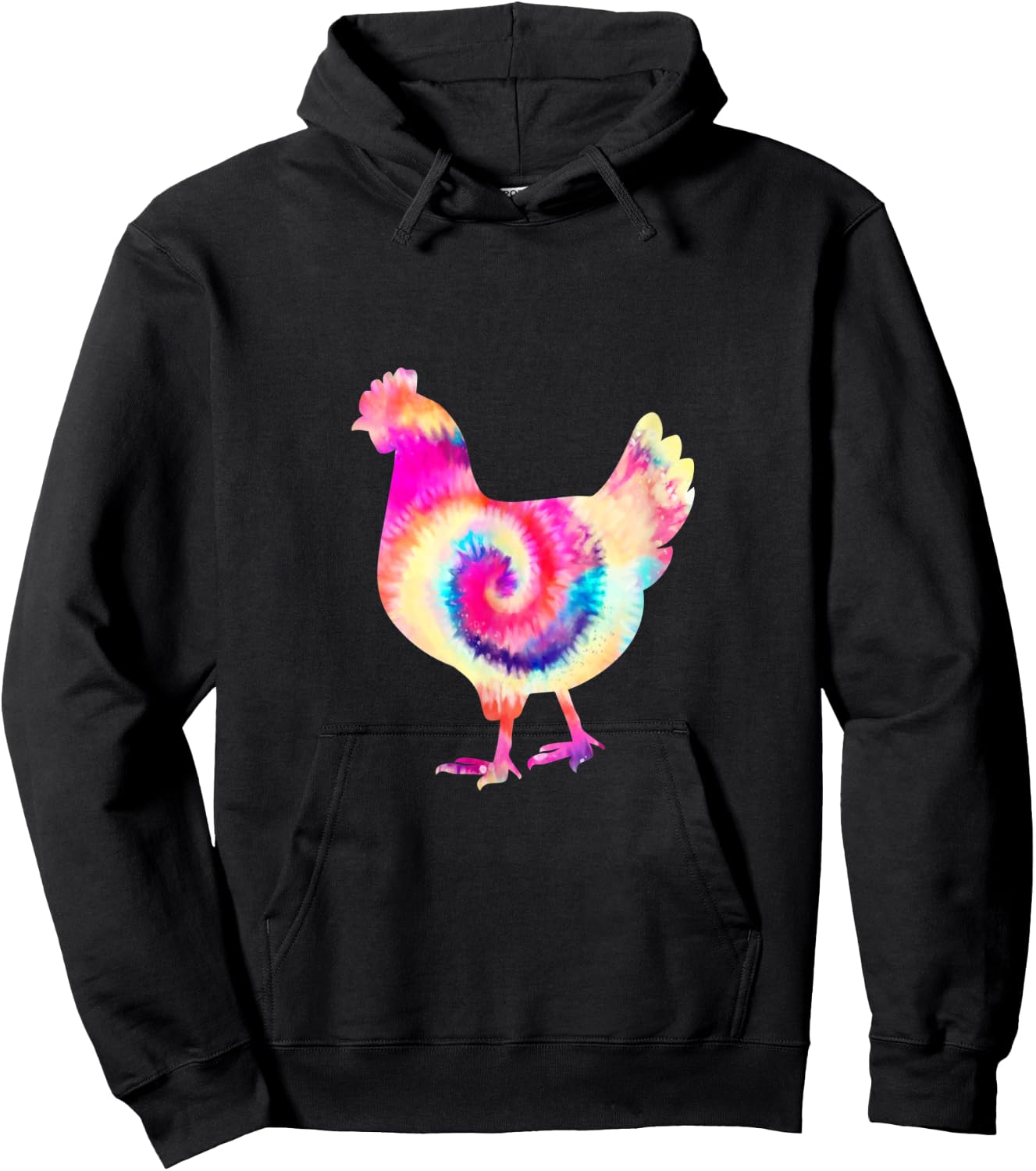 Retro Tie Dye Chicken Hen Peace Love Groovy Boho Reggae Hoodie - Hoodie | Black