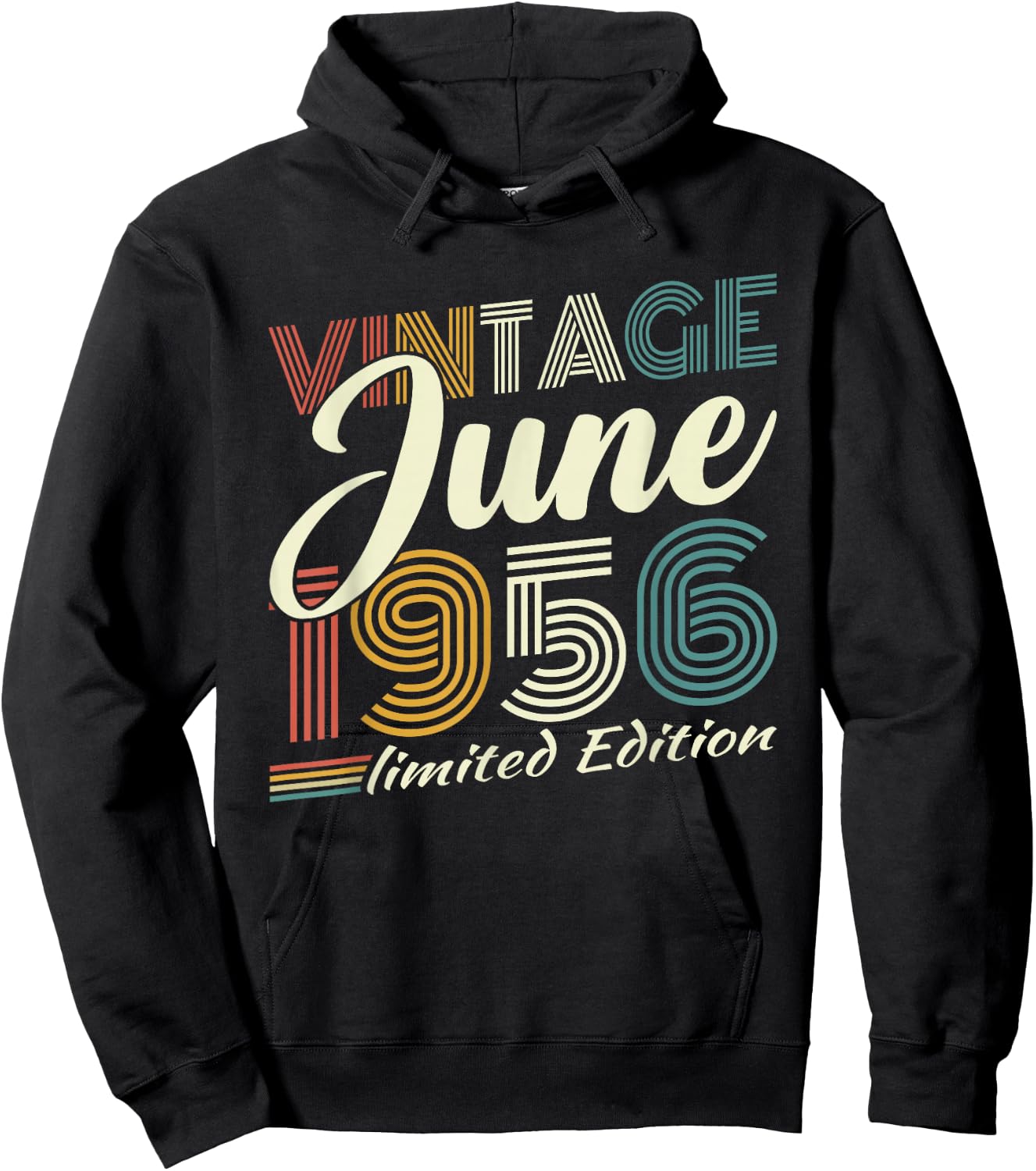 Vintage Juin 1956 Cadeau Anniversaire 70 Ans Hommes Femmes Hoodie - Hoodie | Black