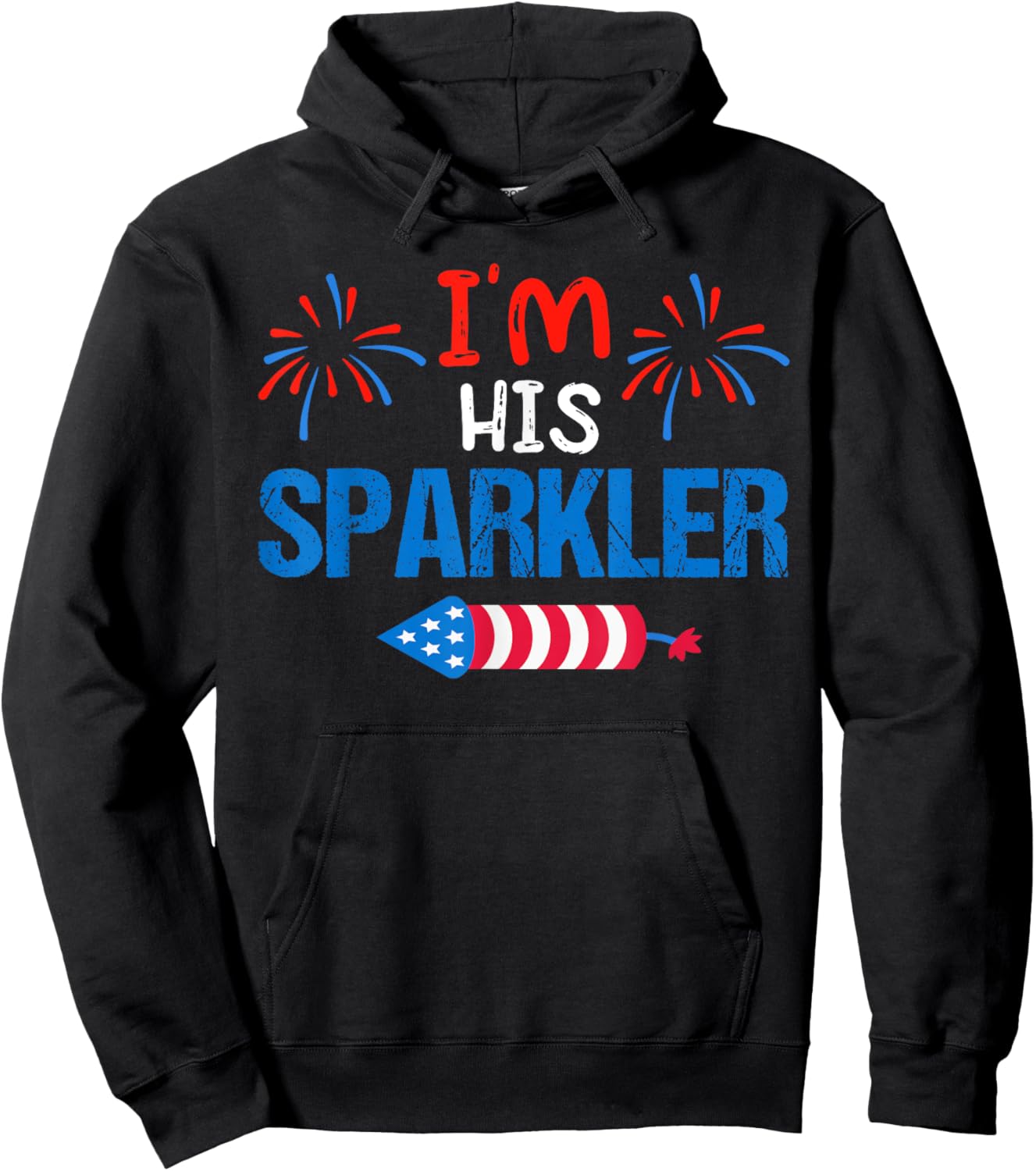 I'm His Sparkler Cute 4th Of July Matching Couple Women Men Hoodie - Hoodie | Black