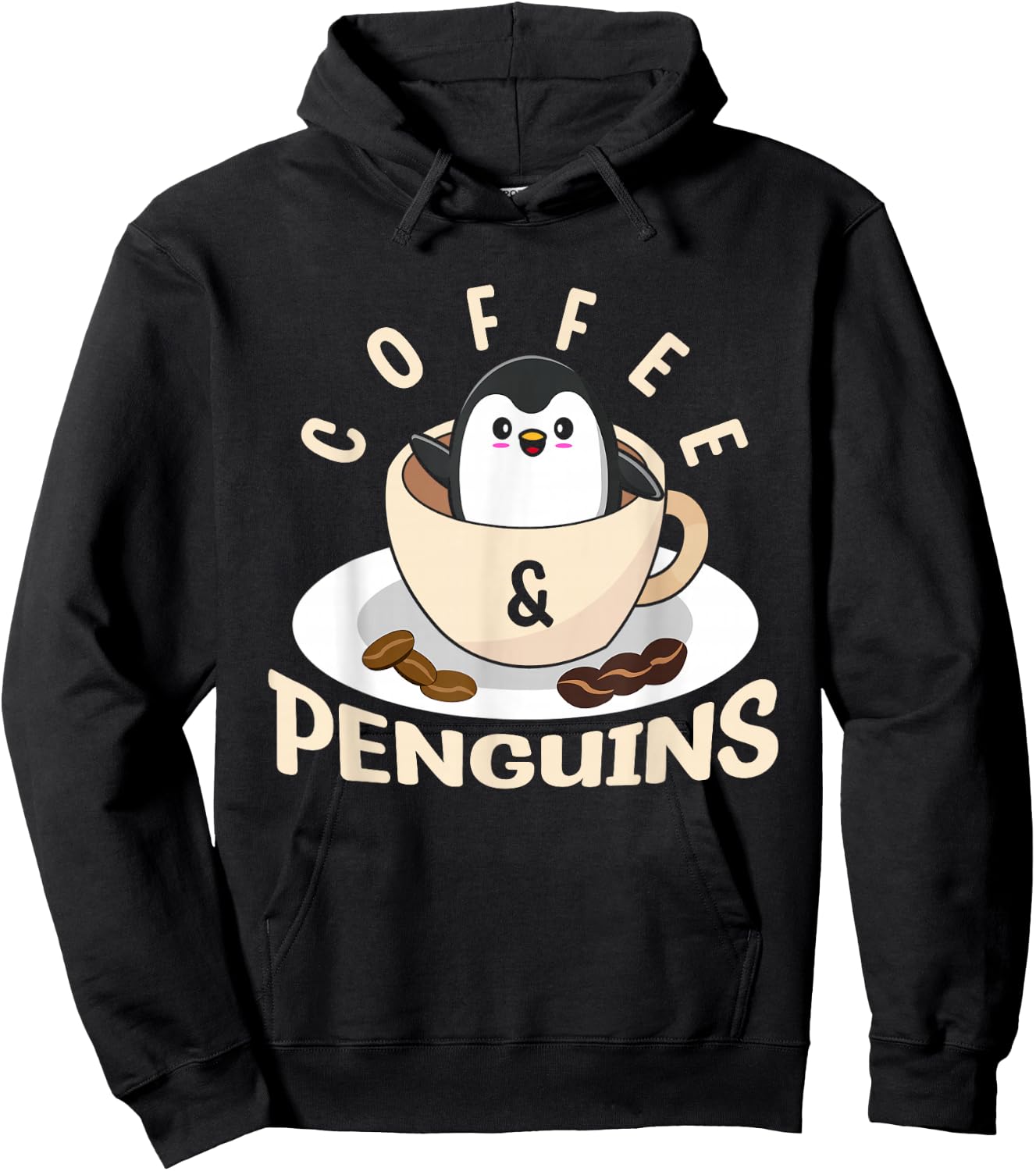 Coffee And Penguins Aquatic Flightless Bird Winter Penguin Hoodie - Hoodie | Black