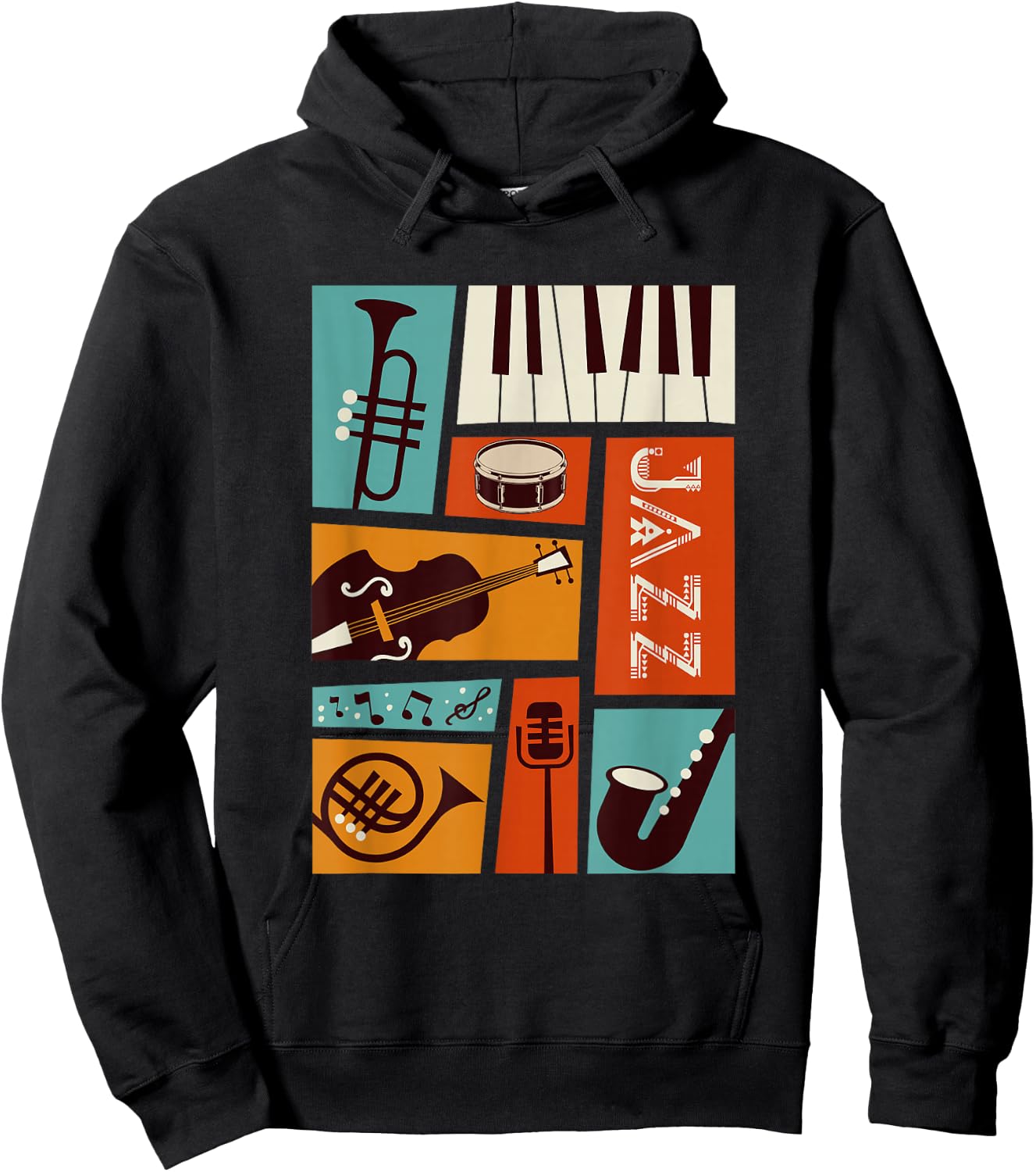Jazz Snare Piano Music Jazz Band Musiker Saxophon Trompete Hoodie - Hoodie | Black