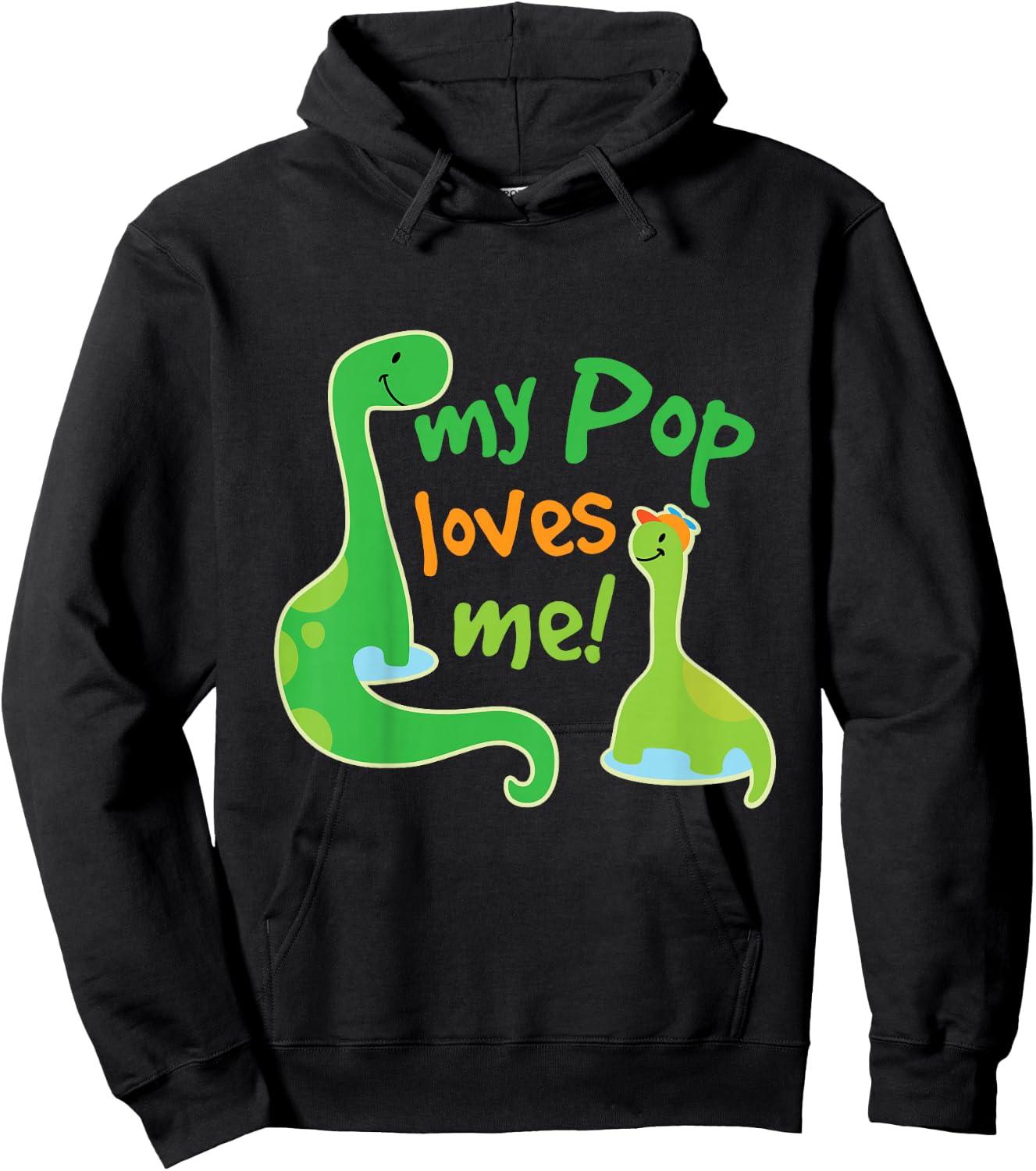 Kids My Pop Loves Me Grandson Dinosaur Hoodie - Hoodie | Black