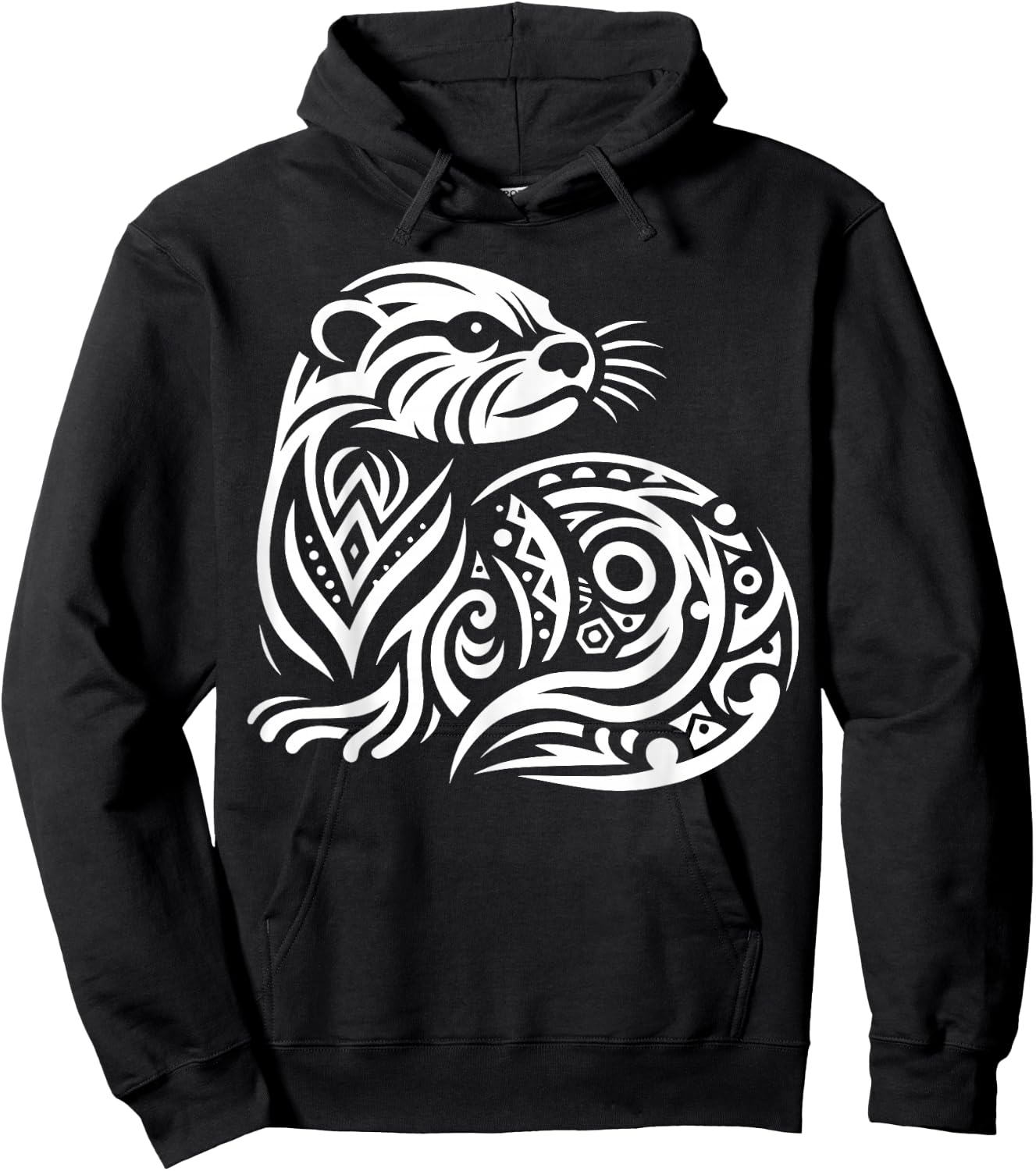 Tribal North American River Otter Hoodie - Hoodie | Black