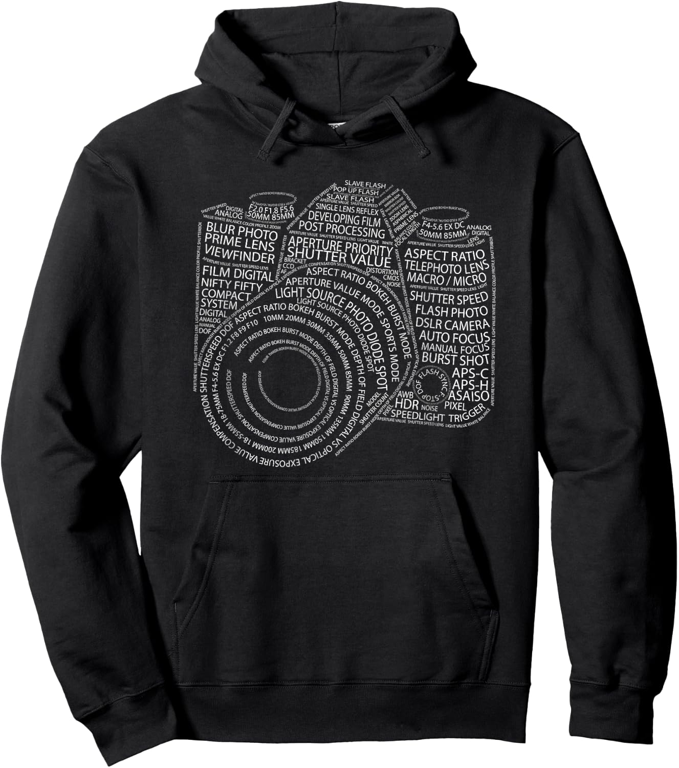 Photo Camera Word Cloud. Funny Gift Photography fan Hoodie - Hoodie | Black