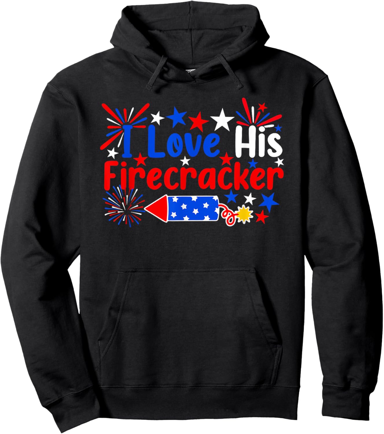 I Love His Firecracker Funny 4th Of July Fireworks Couples Men Hoodie - Hoodie | Black