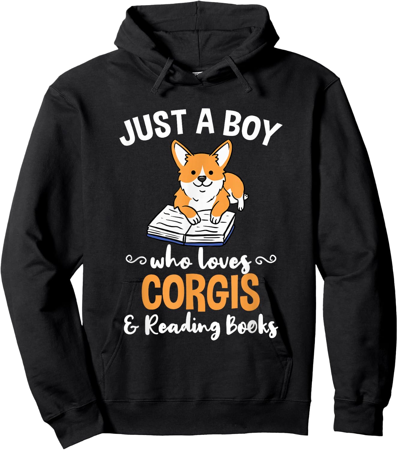 Just A Boy Who Loves Corgis And Reading Books Hoodie - Hoodie | Black