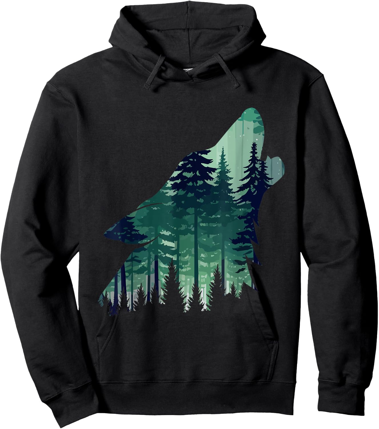 Landscape Animal Art Nature Forest Wolf Howling , Black, S Hoodie - Hoodie | Black