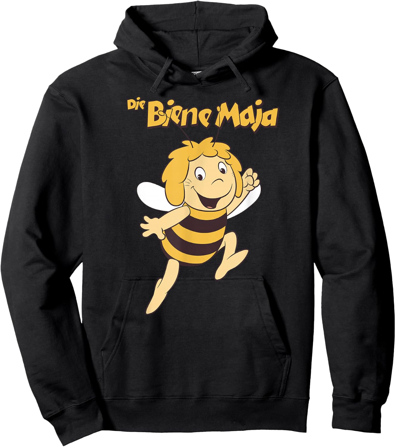 Maya the Bee Retro Pattern Cartoon TV Series Logo , Black, S Hoodie - Hoodie | Black