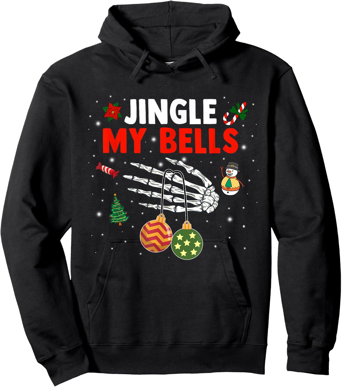 Jingle My Bells Feel The Joy Christmas Matching Couples Hoodie - Hoodie | Black