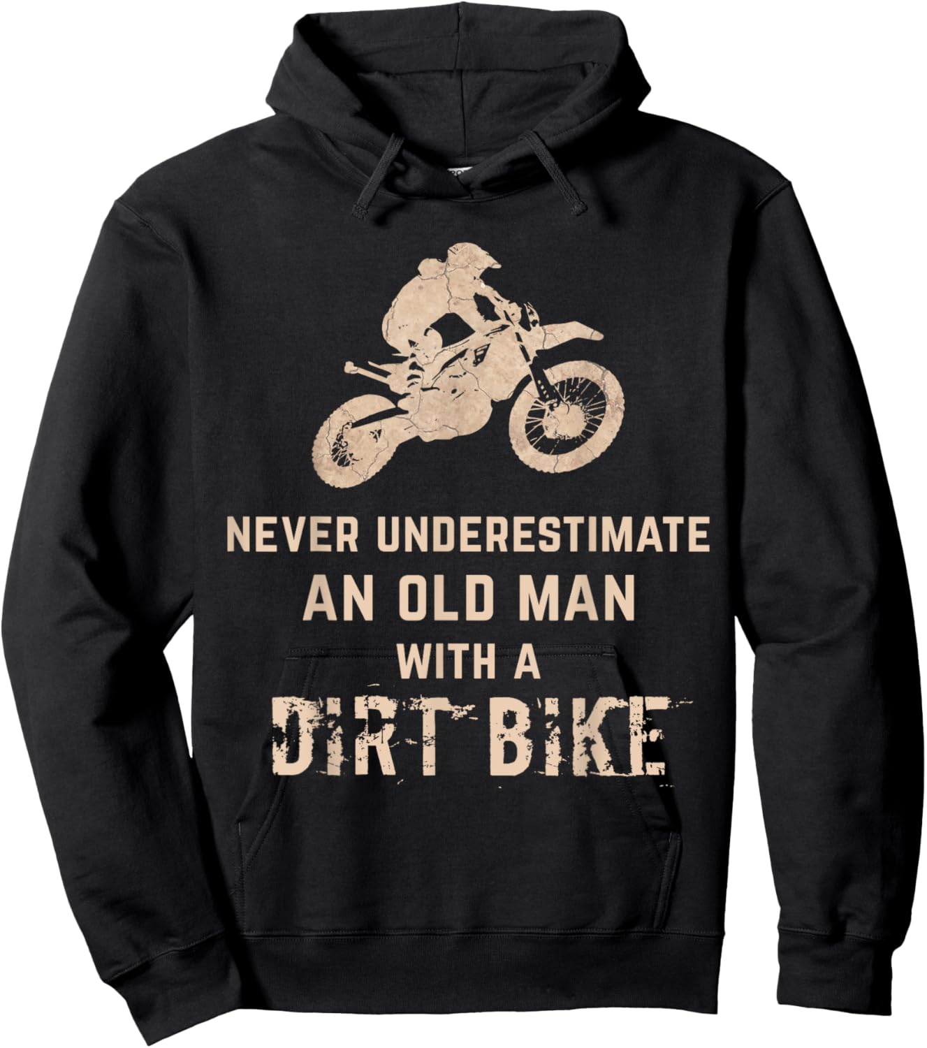 Never Underestimate Old Man With A Dirt Bike Hoodie - Hoodie | Black