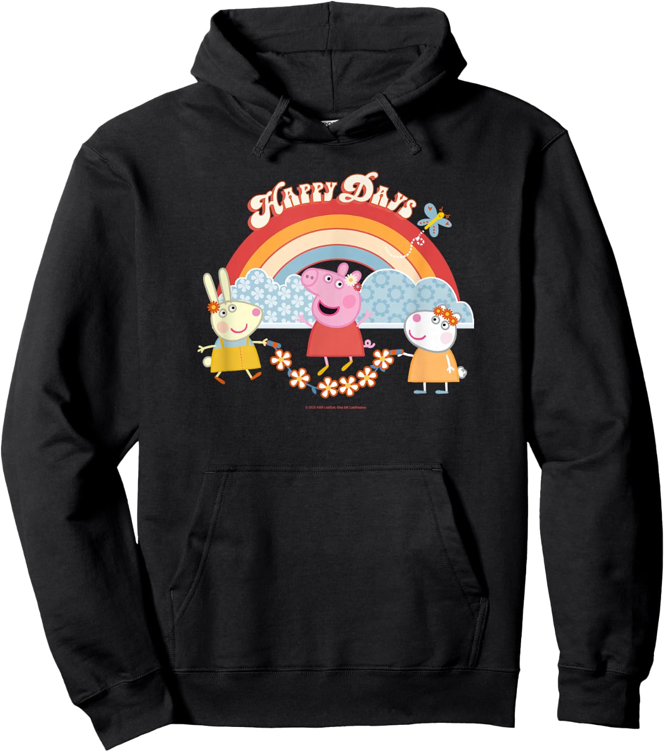 Peppa Pig Happy Days Vintage Rainbow Playful Friends Hoodie - Hoodie | Black