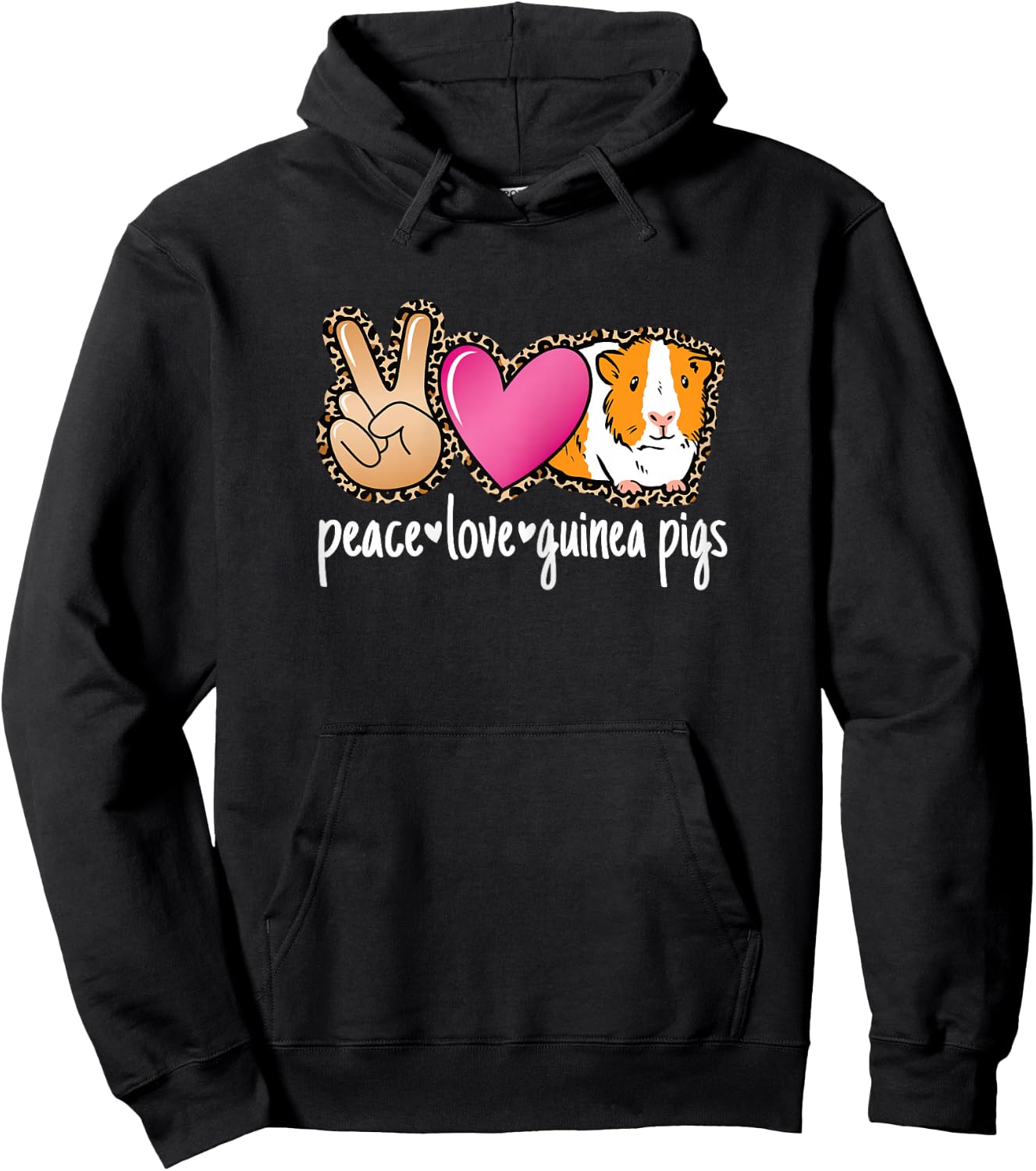 Peace Love Guinea Pigs Cute Guinea Pig Lover Women Girls Hoodie - Hoodie | Black