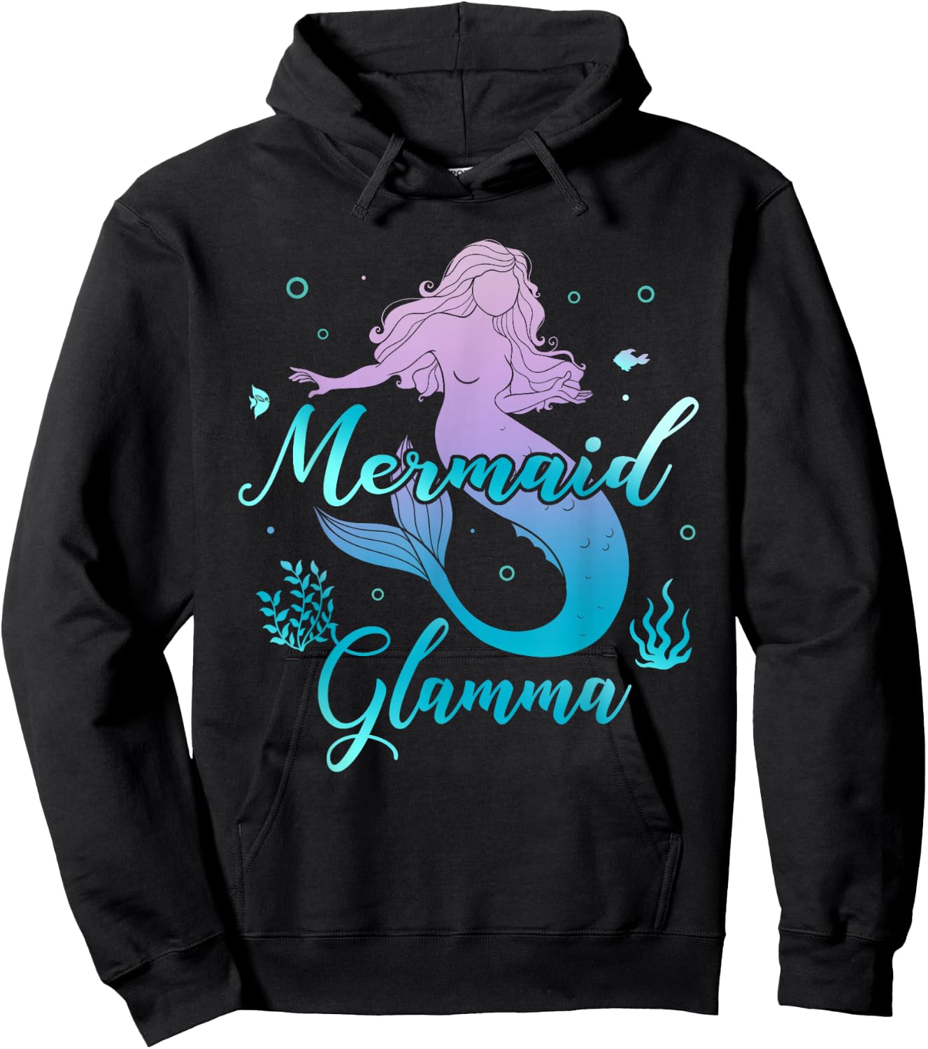 Mermaid Glamma Matching Mermaid Squad Birthday Party Hoodie - Hoodie | Black