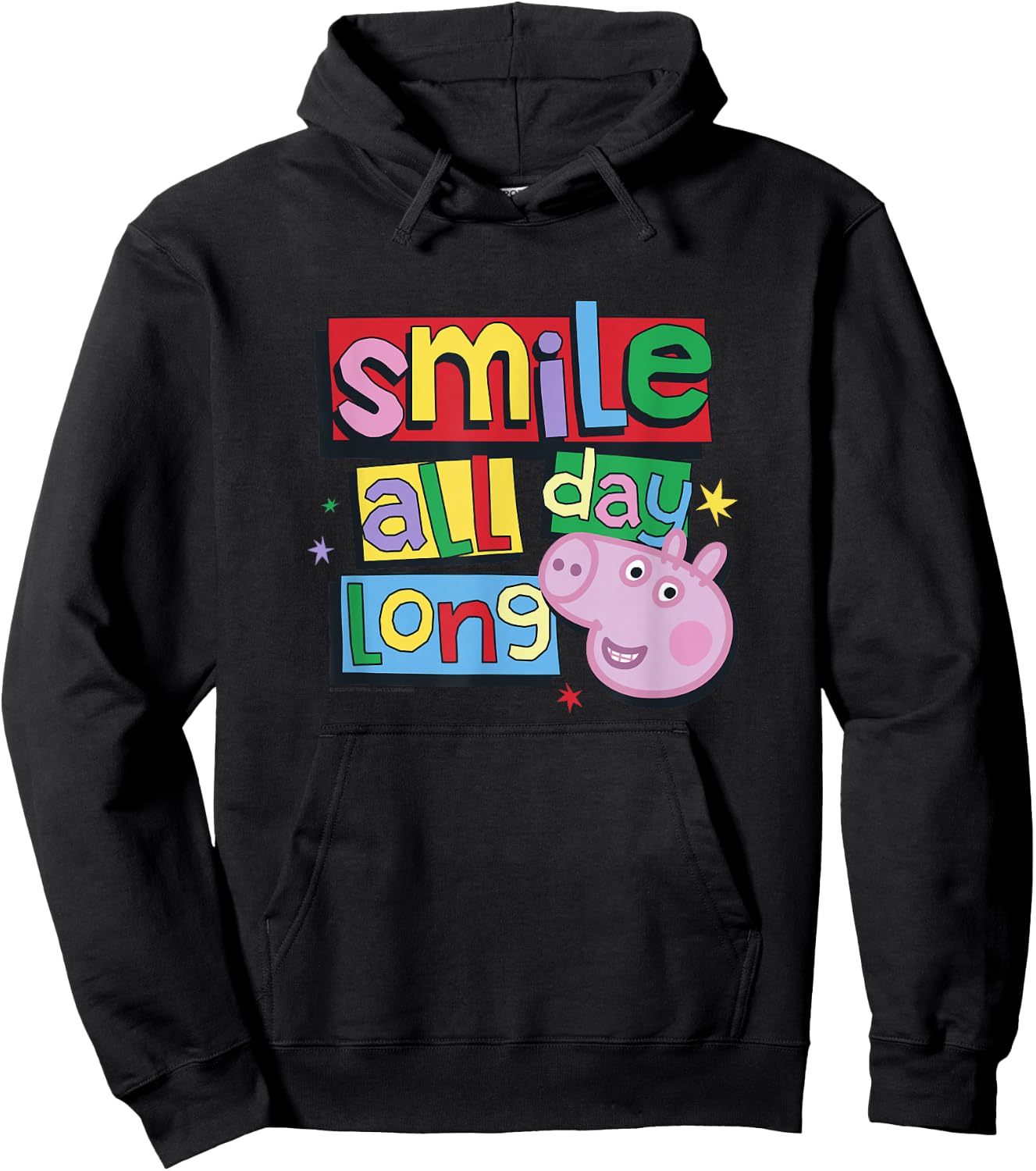 Peppa Pig Smile All Day Long Cute Colorful Portrait Hoodie - Hoodie | Black